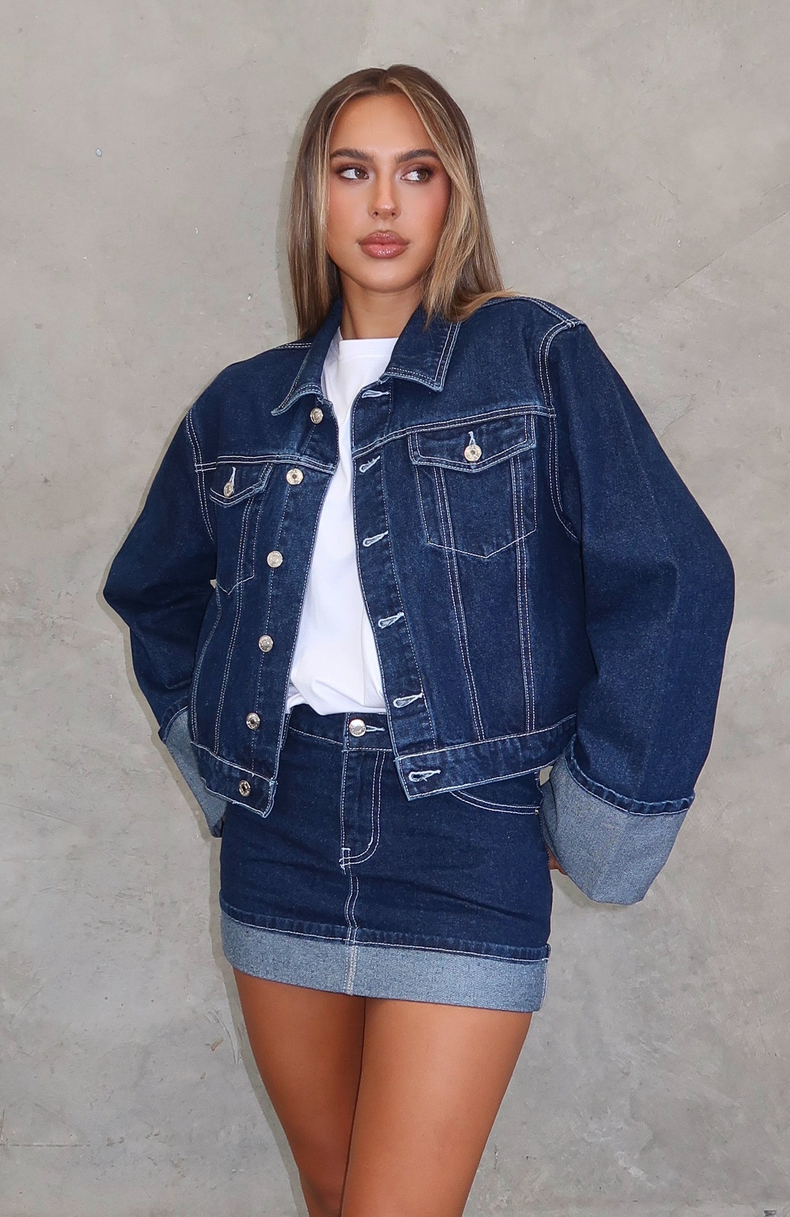 Charlotte Denim Jacket Dark Indigo | White Fox Boutique US