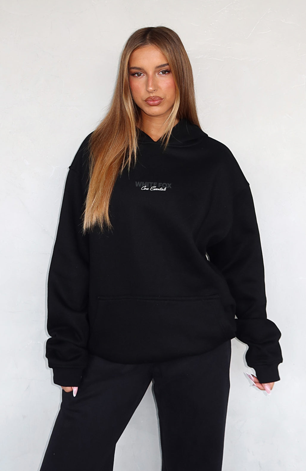 Core Essentials Oversized Hoodie Black | White Fox Boutique US
