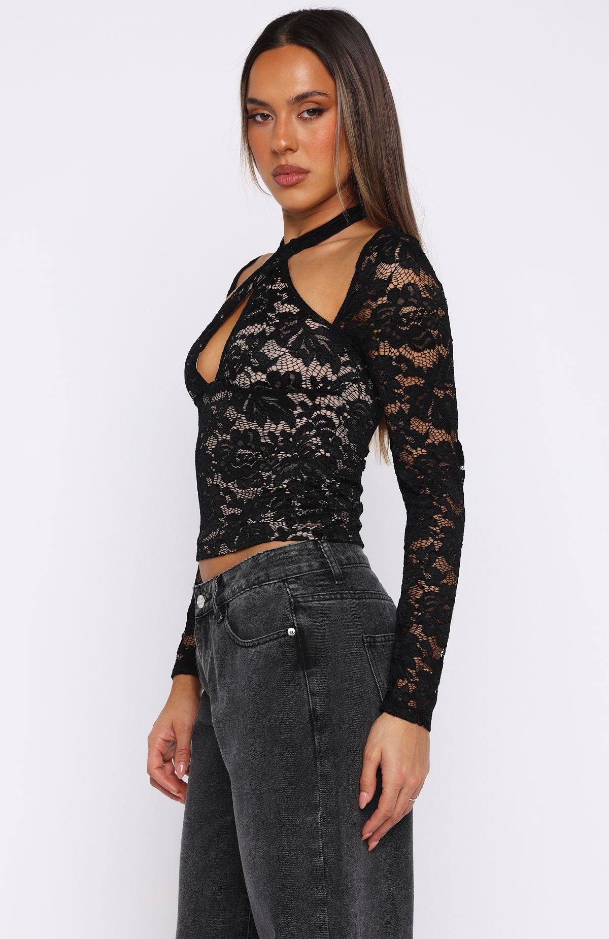 Last Time I Needed You Lace Top Black | White Fox Boutique US