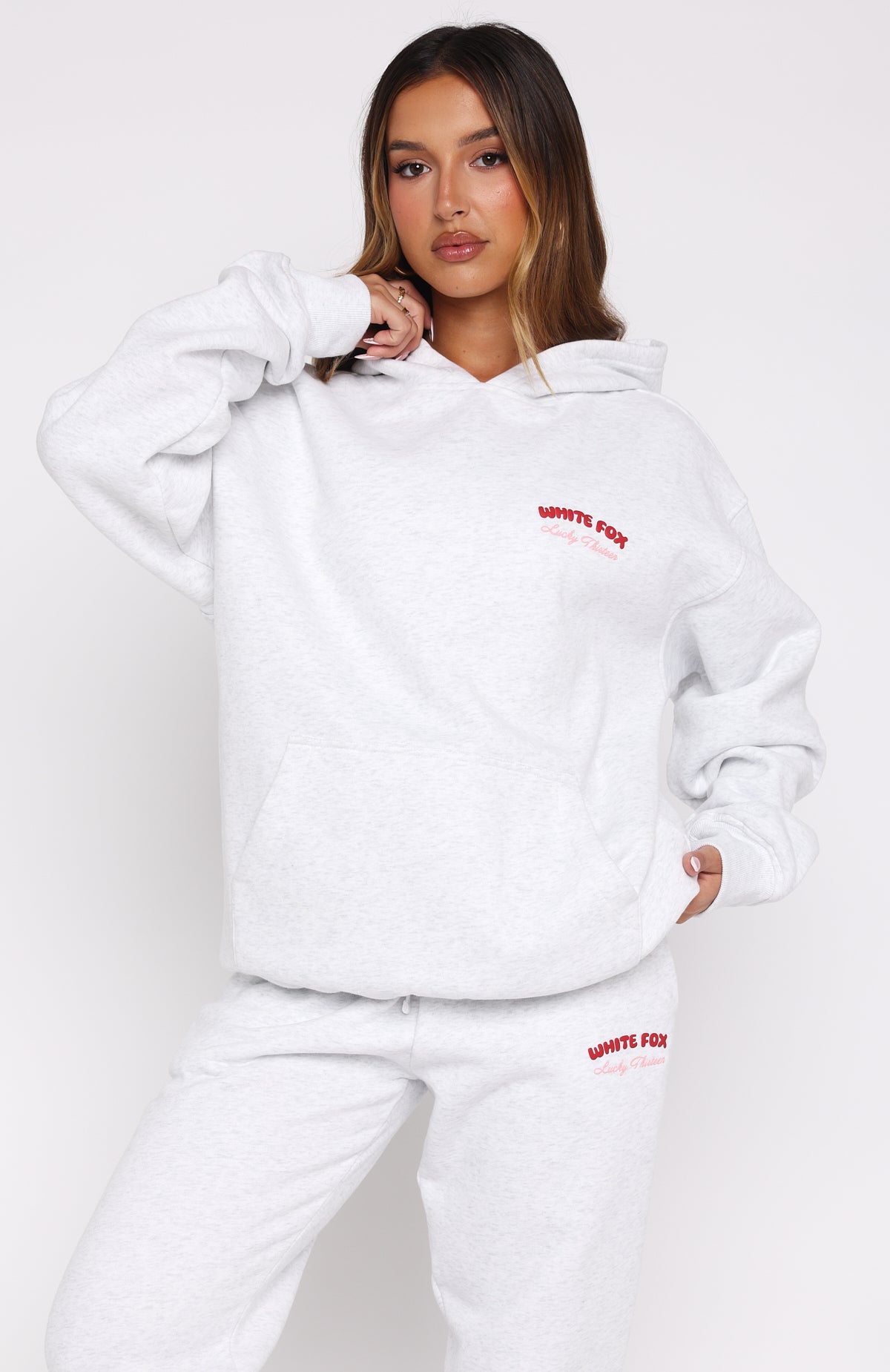 Lucky Thirteen Cheyenne Oversized Hoodie Grey Marle | White Fox