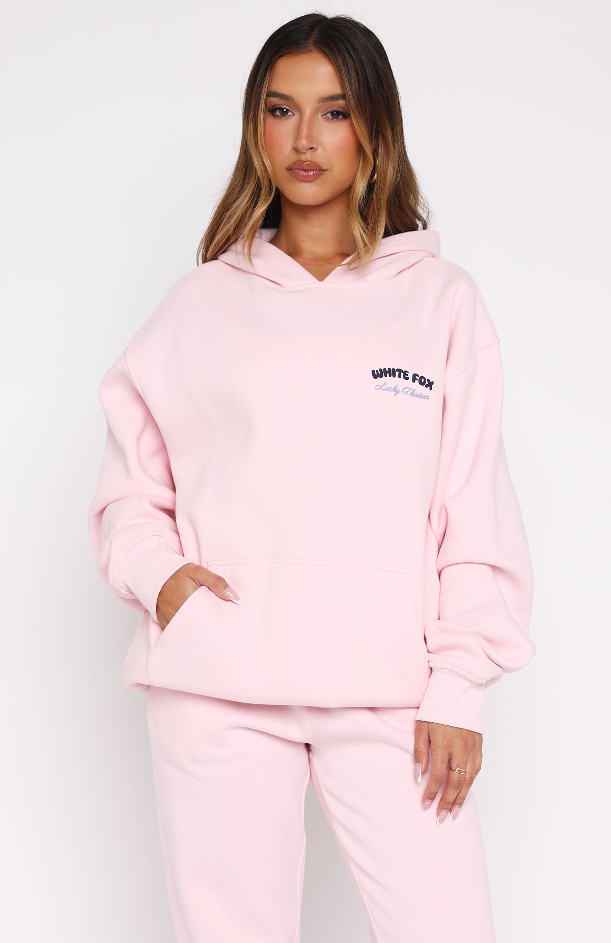 Lucky Thirteen Cheyenne Oversized Hoodie Soft Pink | White Fox