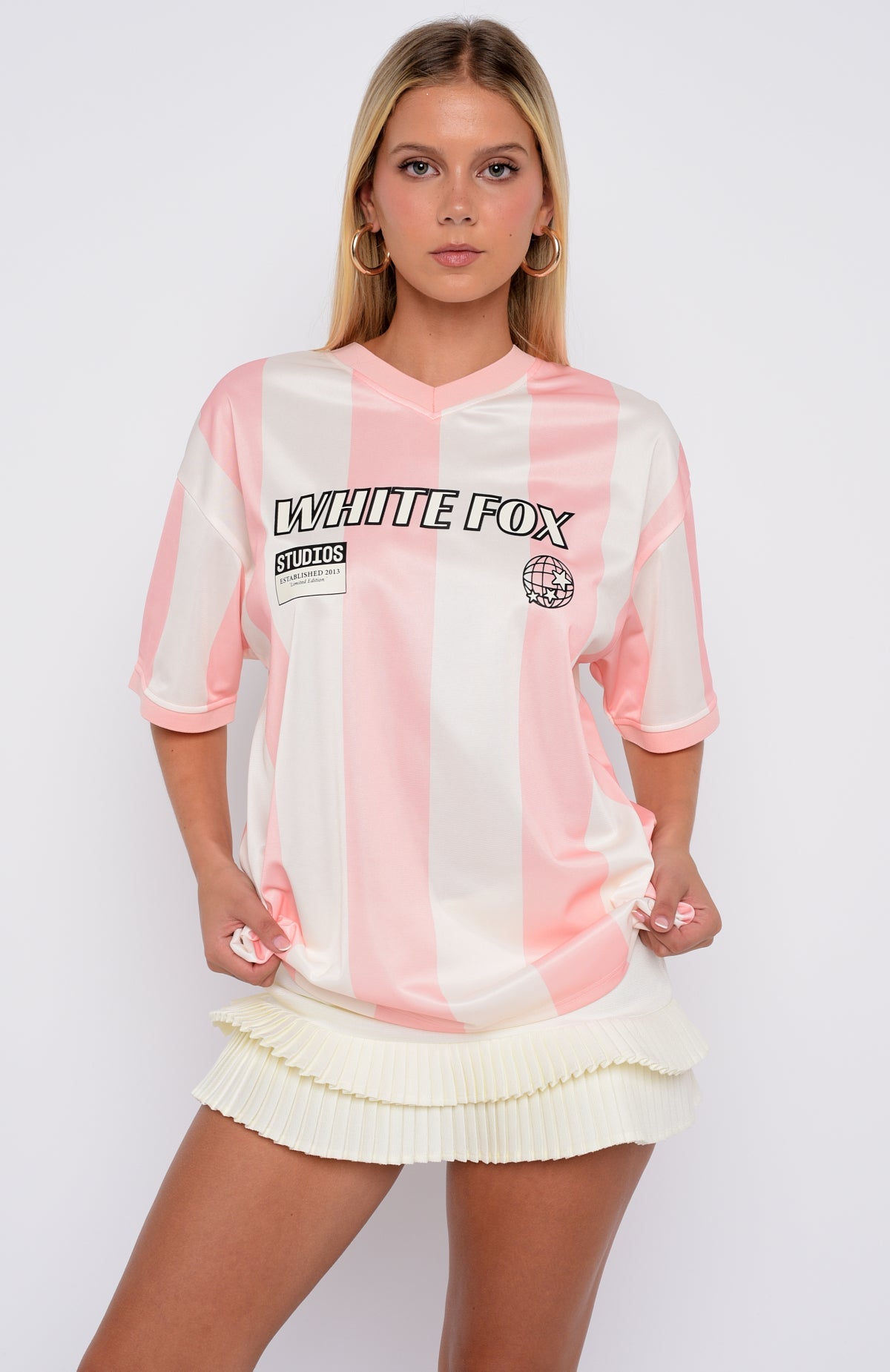Let's Just Leave Oversized Jersey Pink/Cream | White Fox Boutique US