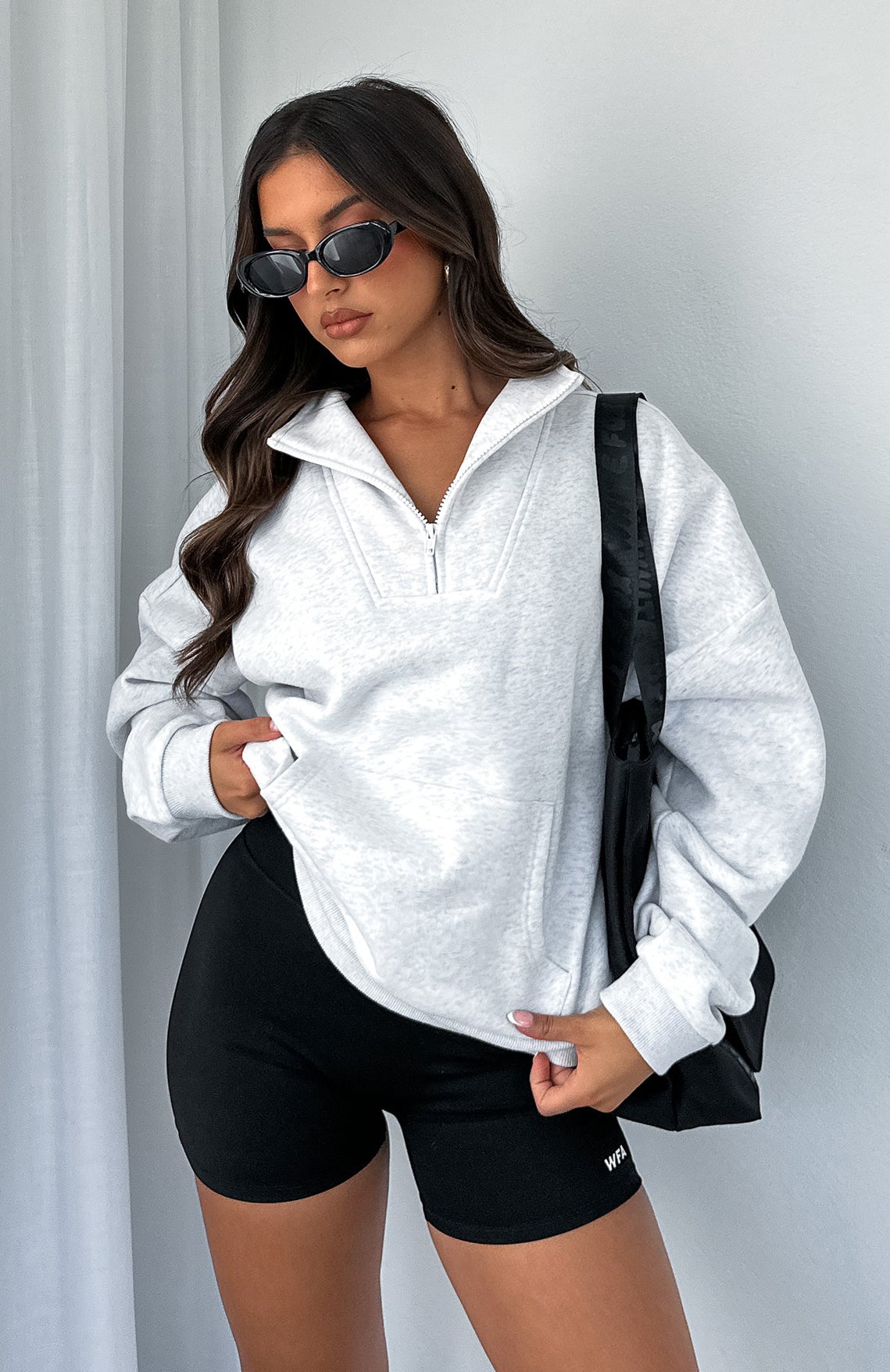 High Standard Zip Front Sweater Grey Marle