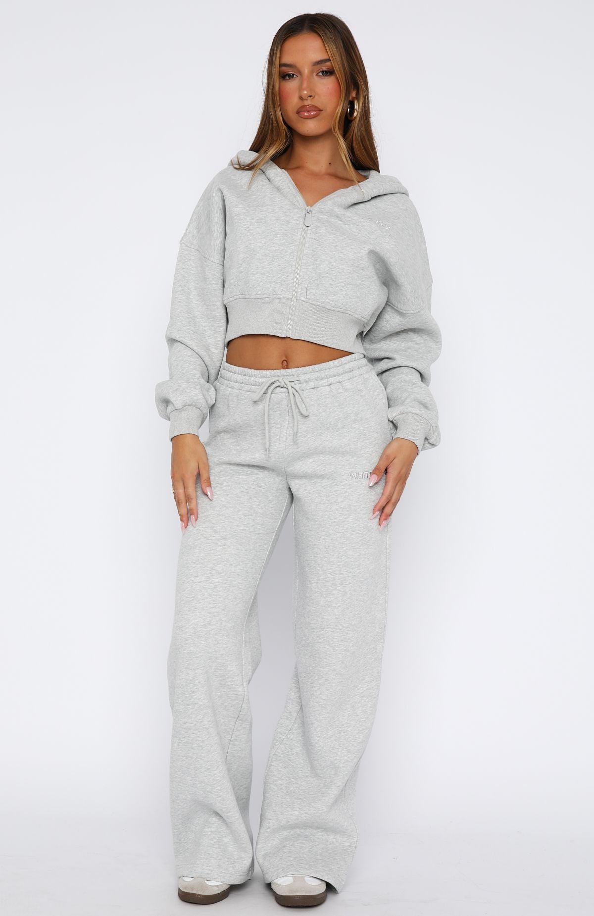 Stay Lifted Wide Leg Sweatpants Dark Grey Marle | White Fox
