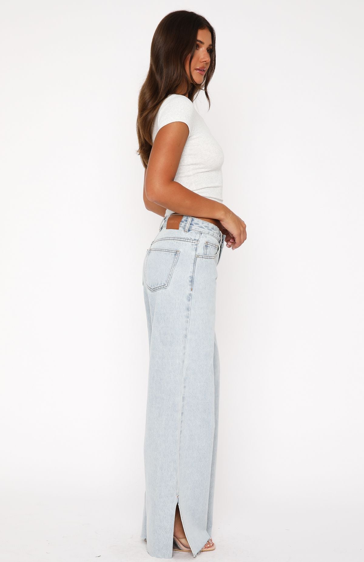 Summer Mid Rise Wide Leg Jeans Glacier Blue | White Fox Boutique US