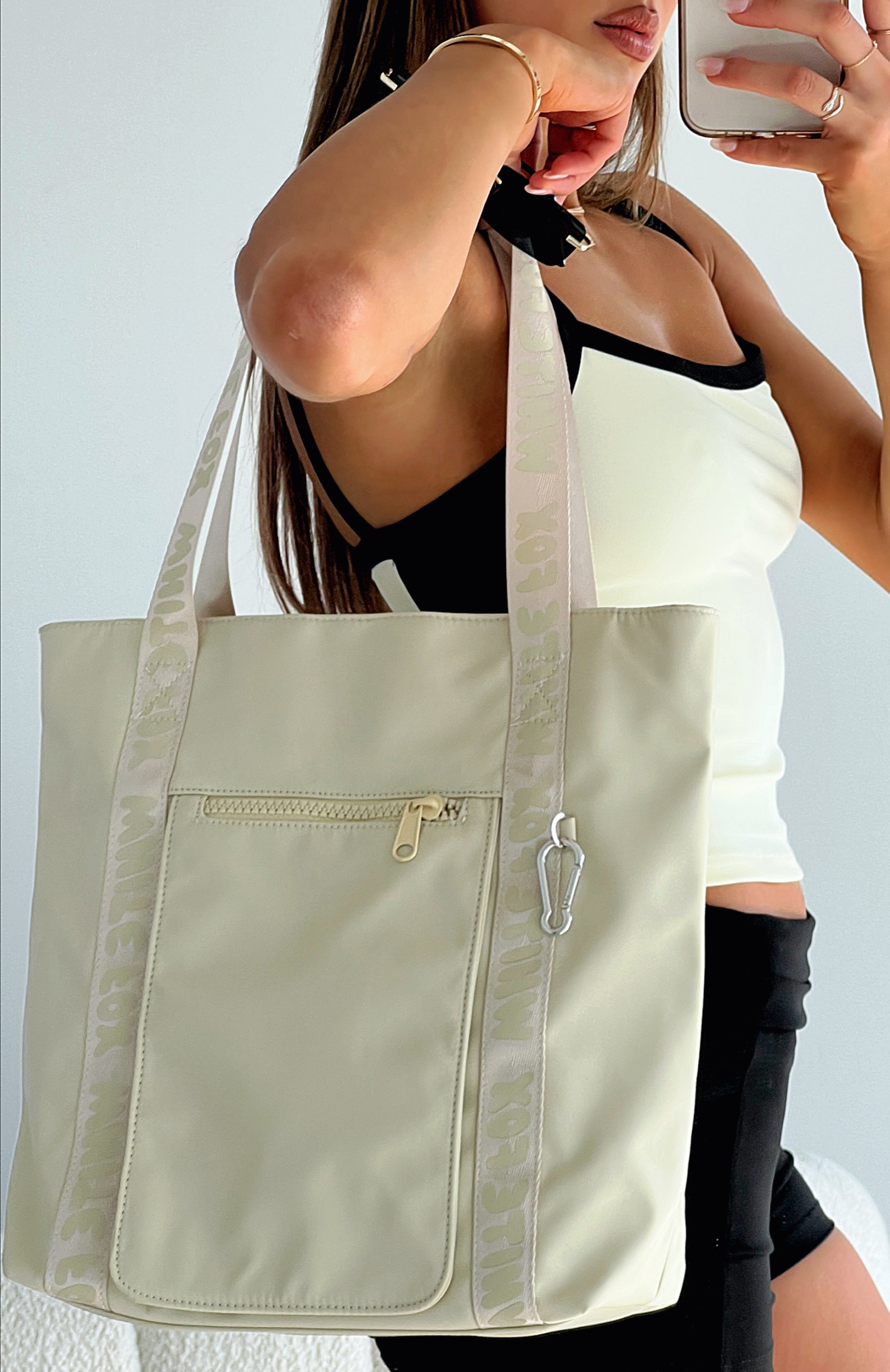 Jordan Tote Bag Beige - White Fox Boutique Accessories - One Size - Shop with Afterpay