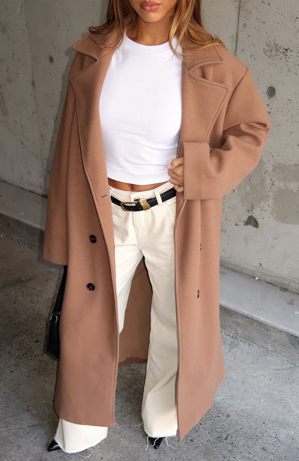 Modern Edge Oversized Coat Caramel | White Fox Boutique US