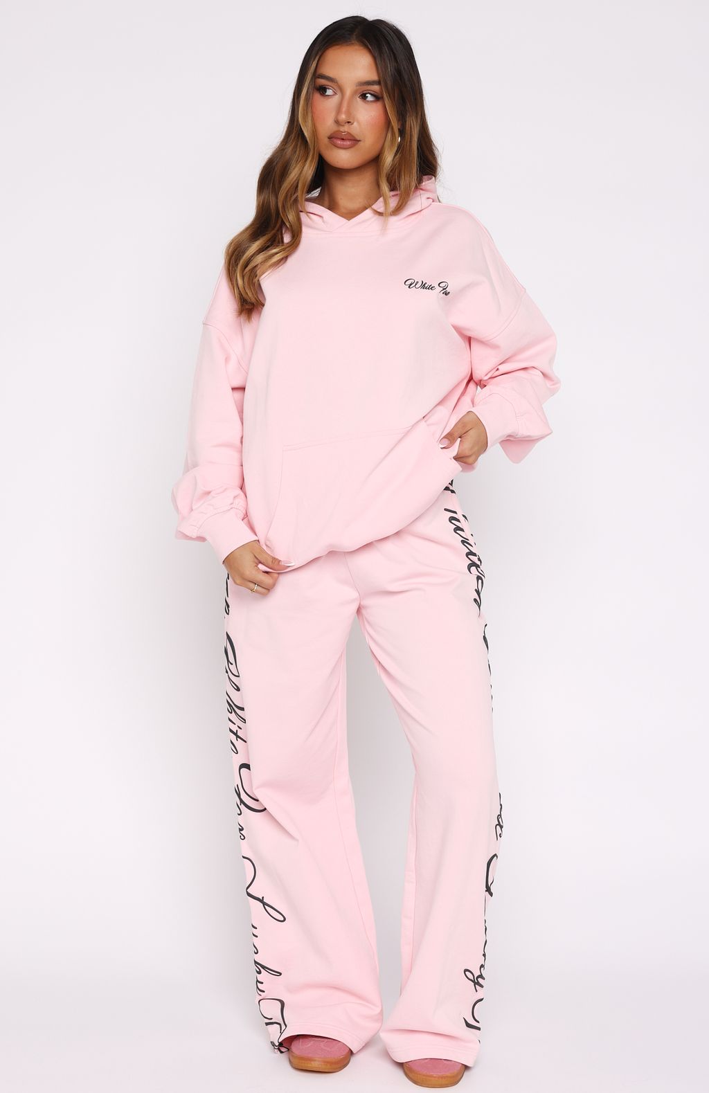 Lucky Thirteen Shaya Wide Leg Sweatpants Soft Pink | White Fox