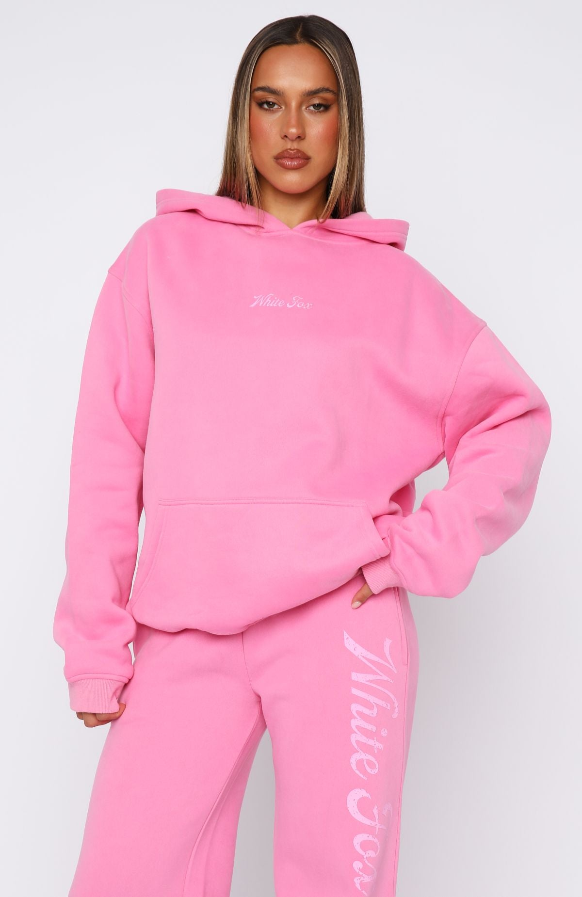 The Good Life Back Graphic Oversized Hoodie Pink | White Fox The Good Life Back Graphic Oversized Hoodie Pink | White Fox