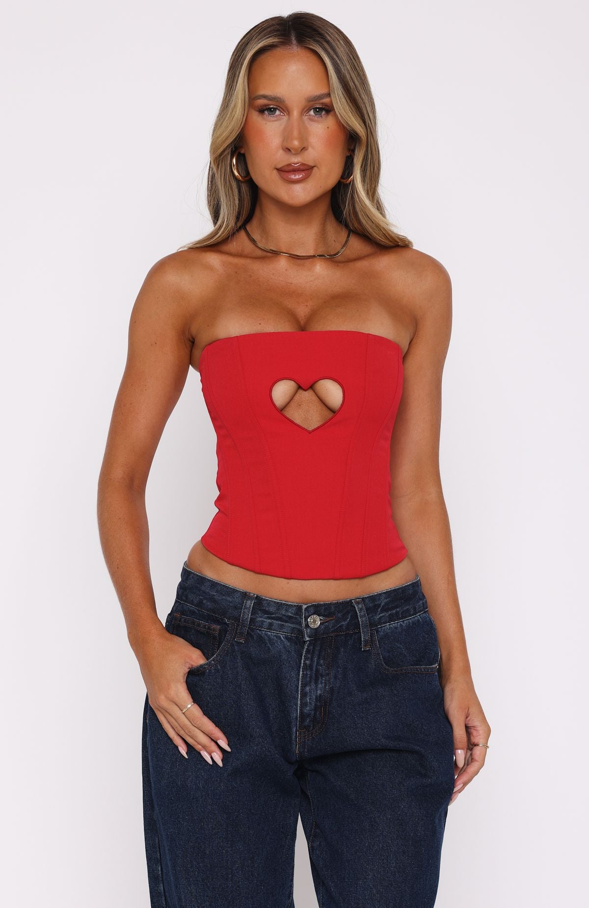 Never Love Again Strapless Bustier Red | White Fox Boutique US