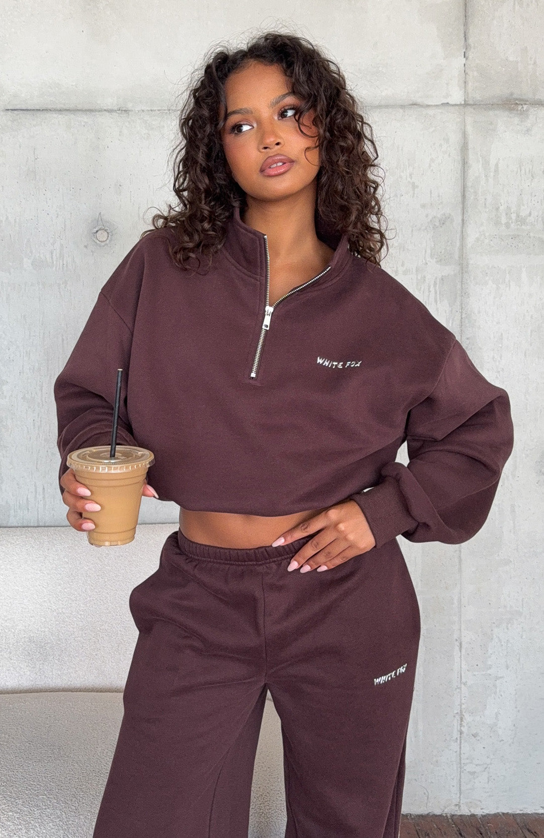 Test Drive Boxy Quarter Zip Sweater Chocolate | White Fox Boutique US