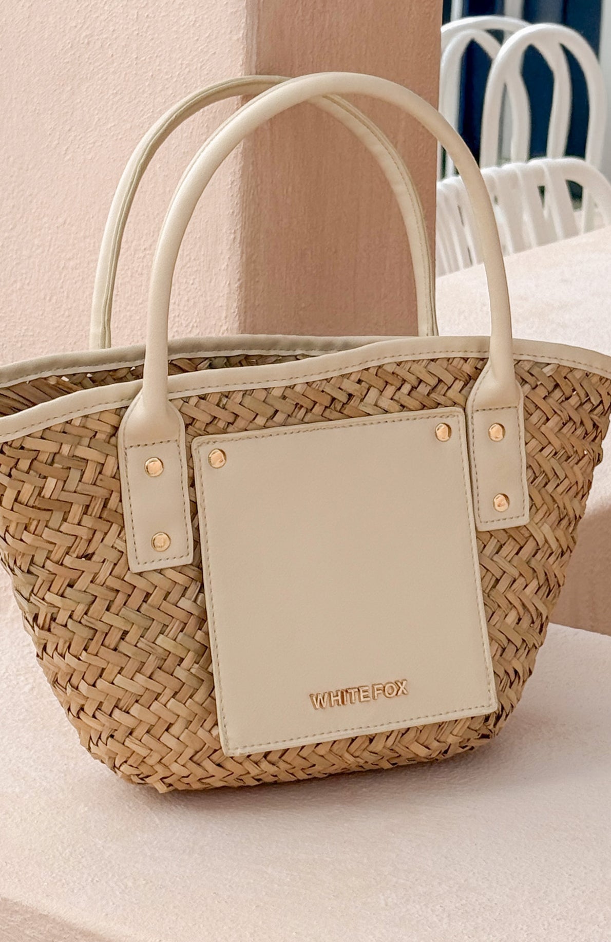 Vivienne Straw Top Handle Bag Cream | White Fox Boutique US
