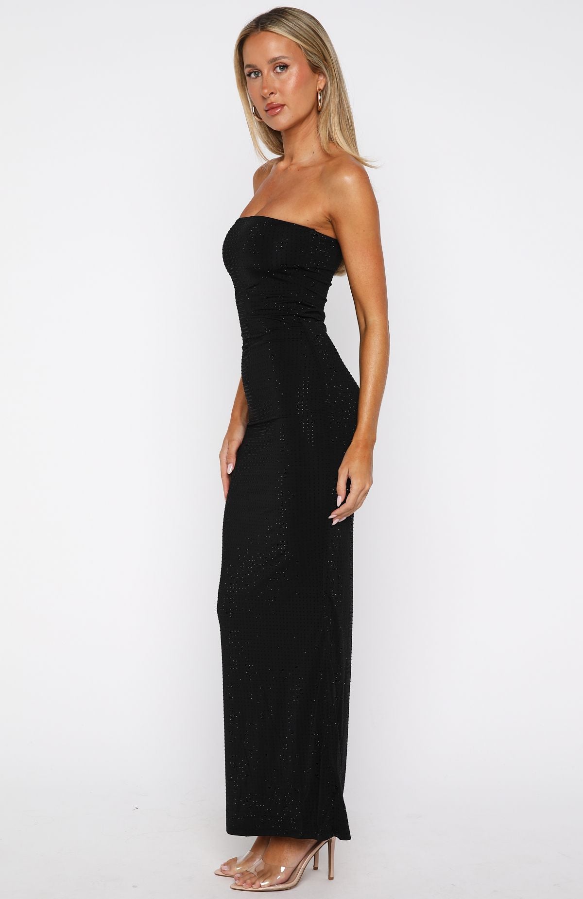 white fox long dresses Platinum Maxi Dress Black XS Love is in the Color:Ivory/Stripe Green Dress Black Heels wedding guest dress winter