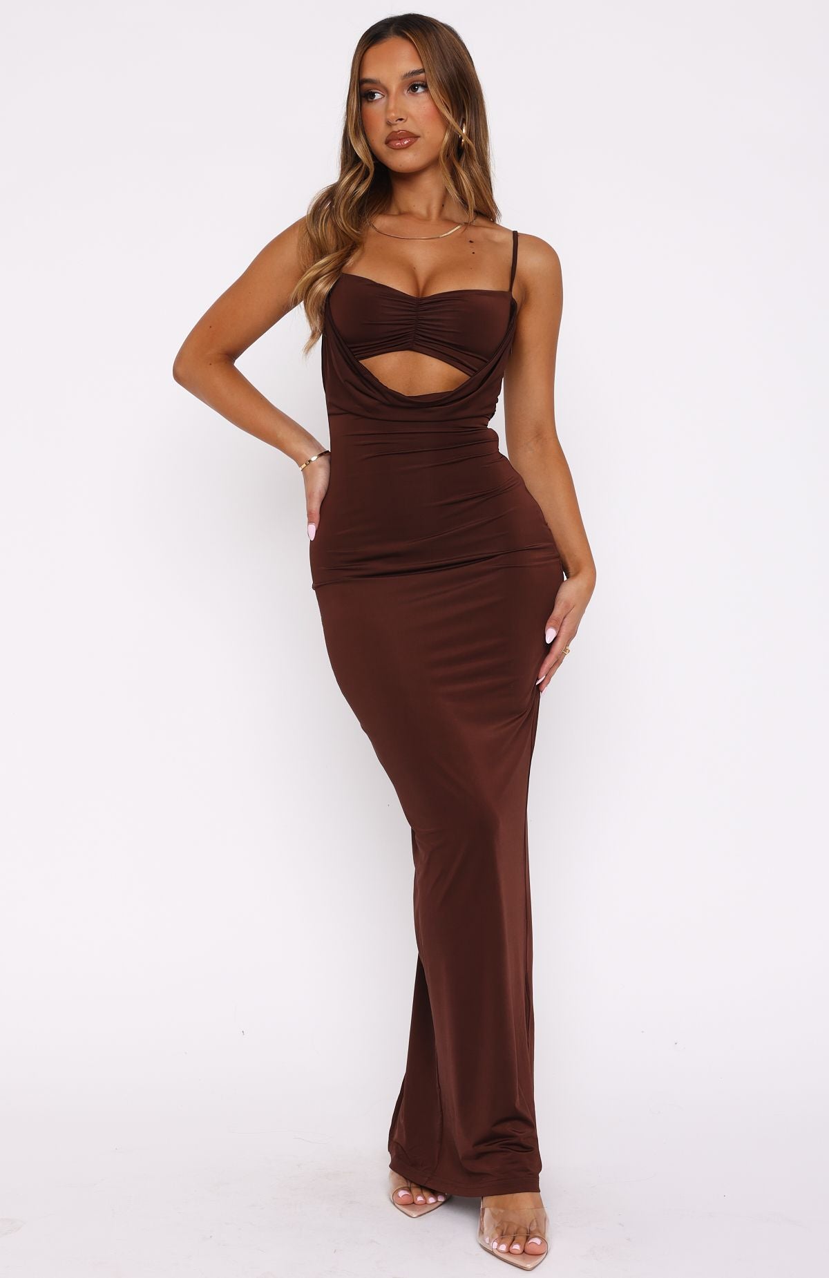 chinese dress ladies Hit The City Maxi Dress Chocolate