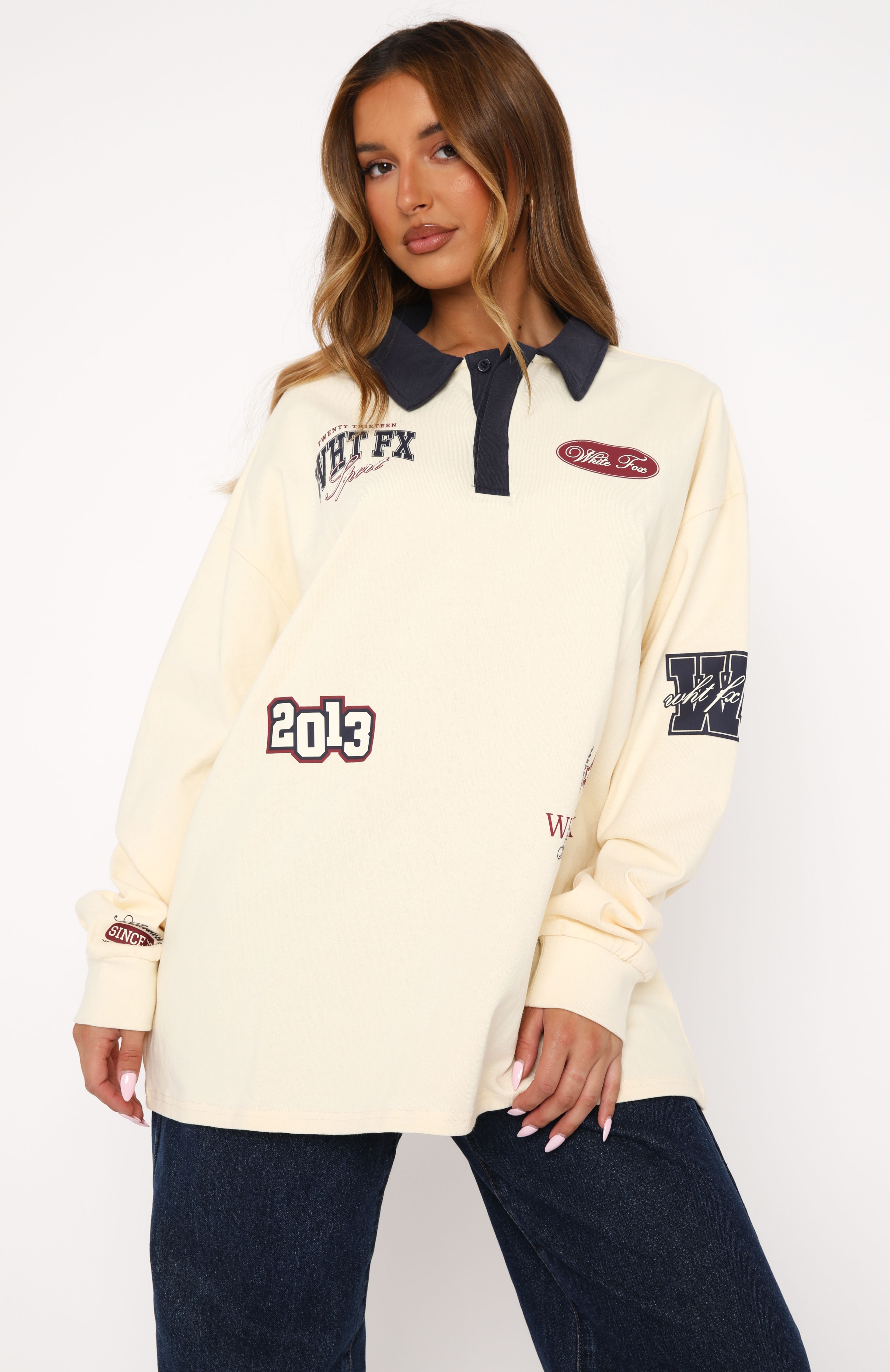 Only Time Will Tell Oversized Long Sleeve Tee Cream | White