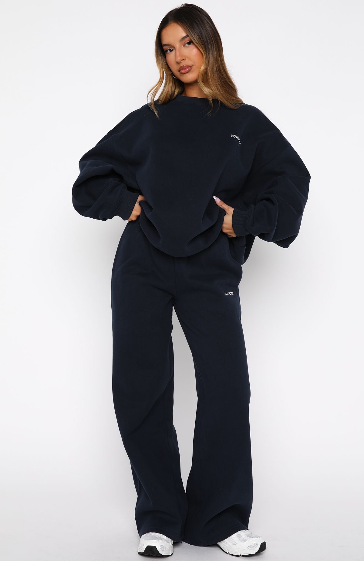 Test Drive Wide Leg Sweatpants Dark Navy | White Fox Boutique US
