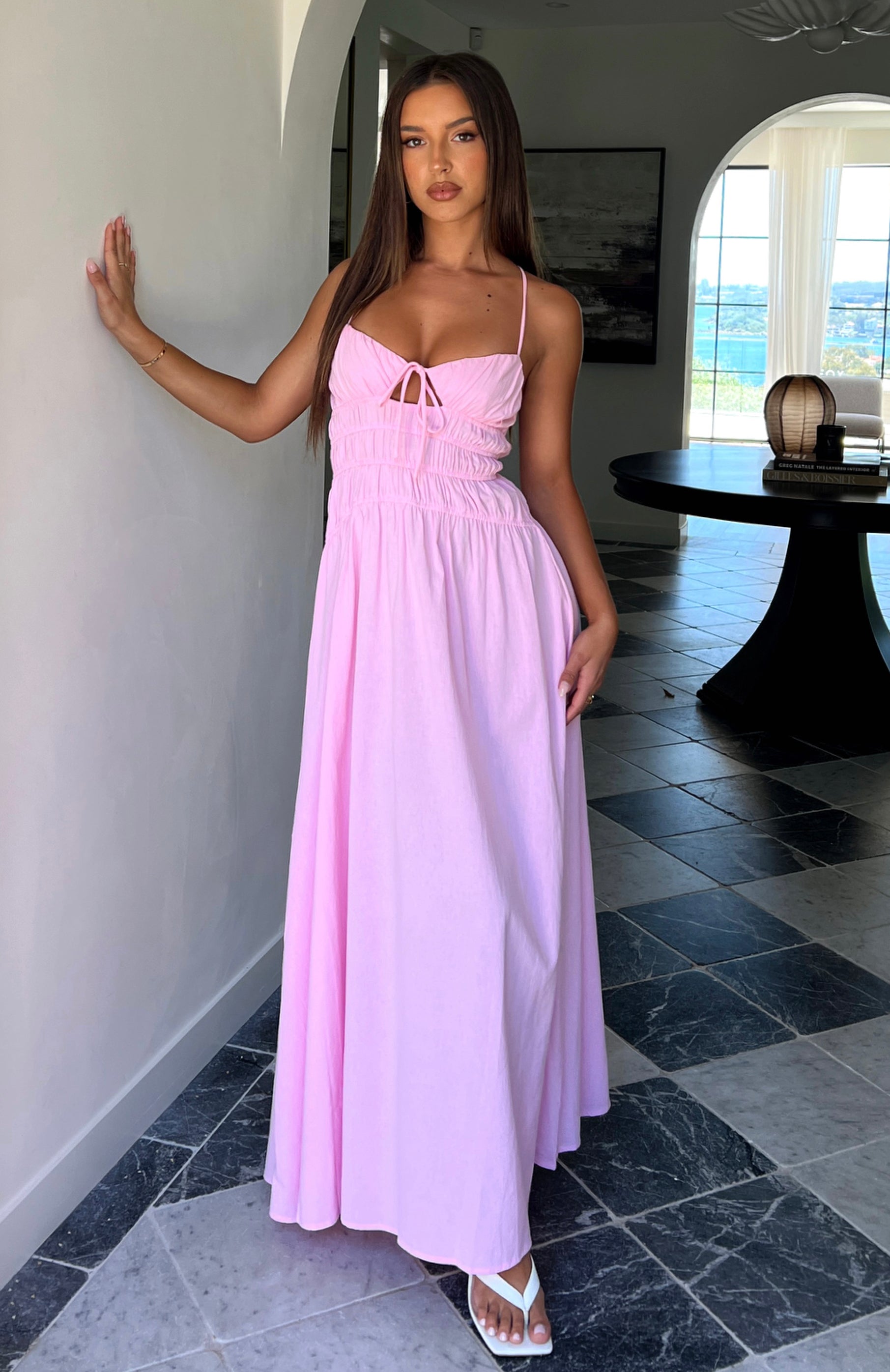 Pastel pink maxi on sale dress