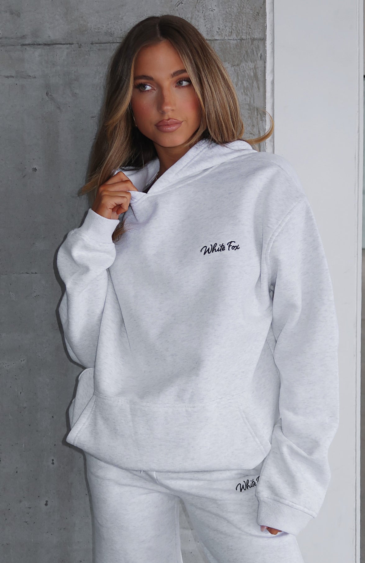 Match Your Words Oversized Hoodie Grey Marle White Fox Boutique US
