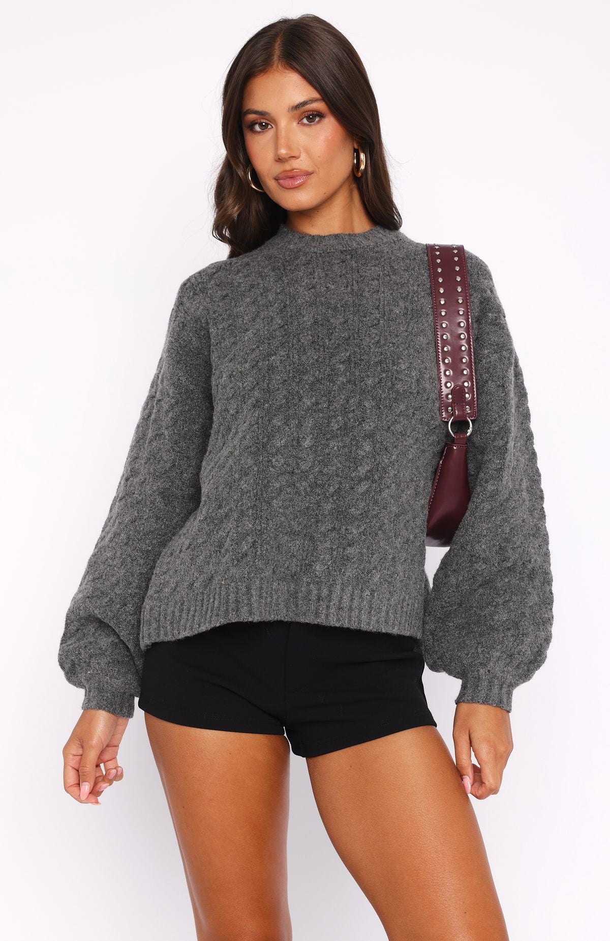 So Many Times Knit Sweater Charcoal | White Fox Boutique US So Many Times Knit Sweater Charcoal | White Fox Boutique US