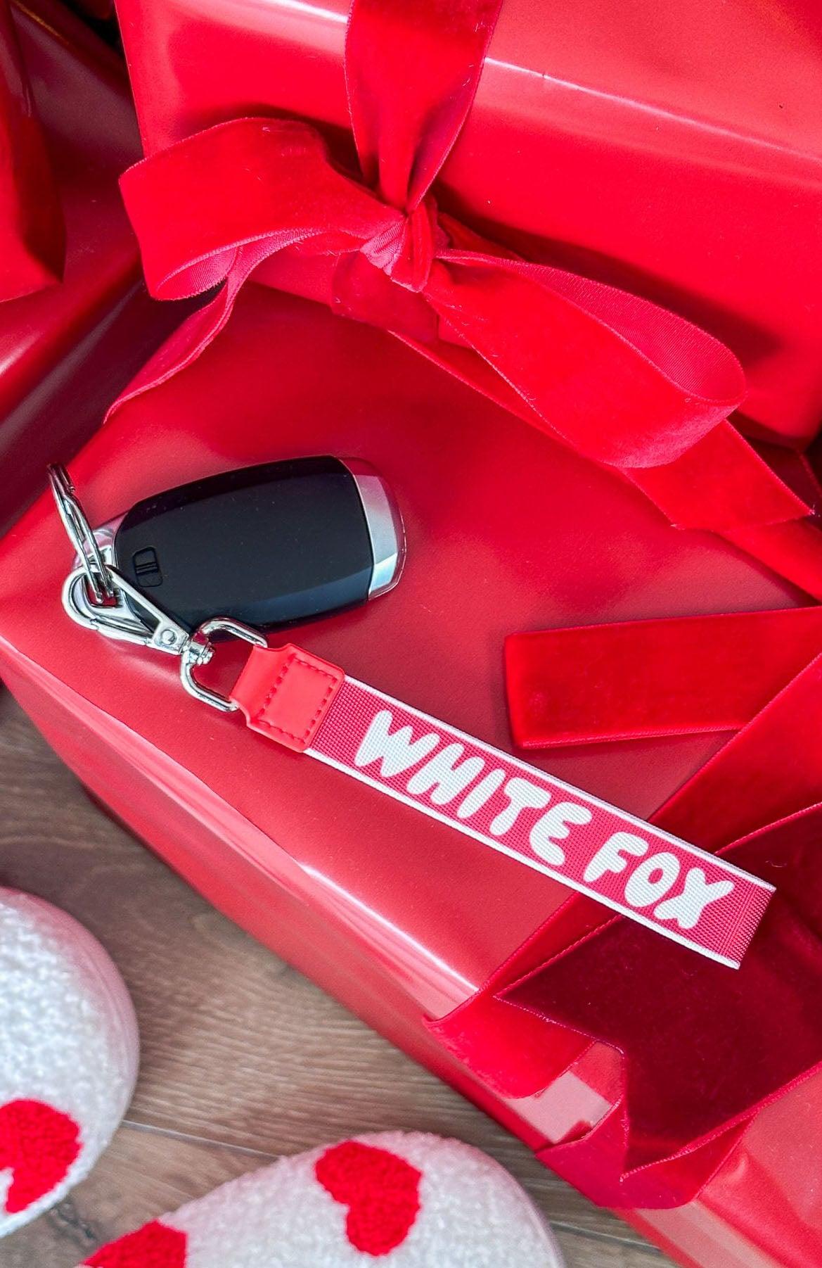 Next Level Strap Keychain Red/White | White Fox Boutique US