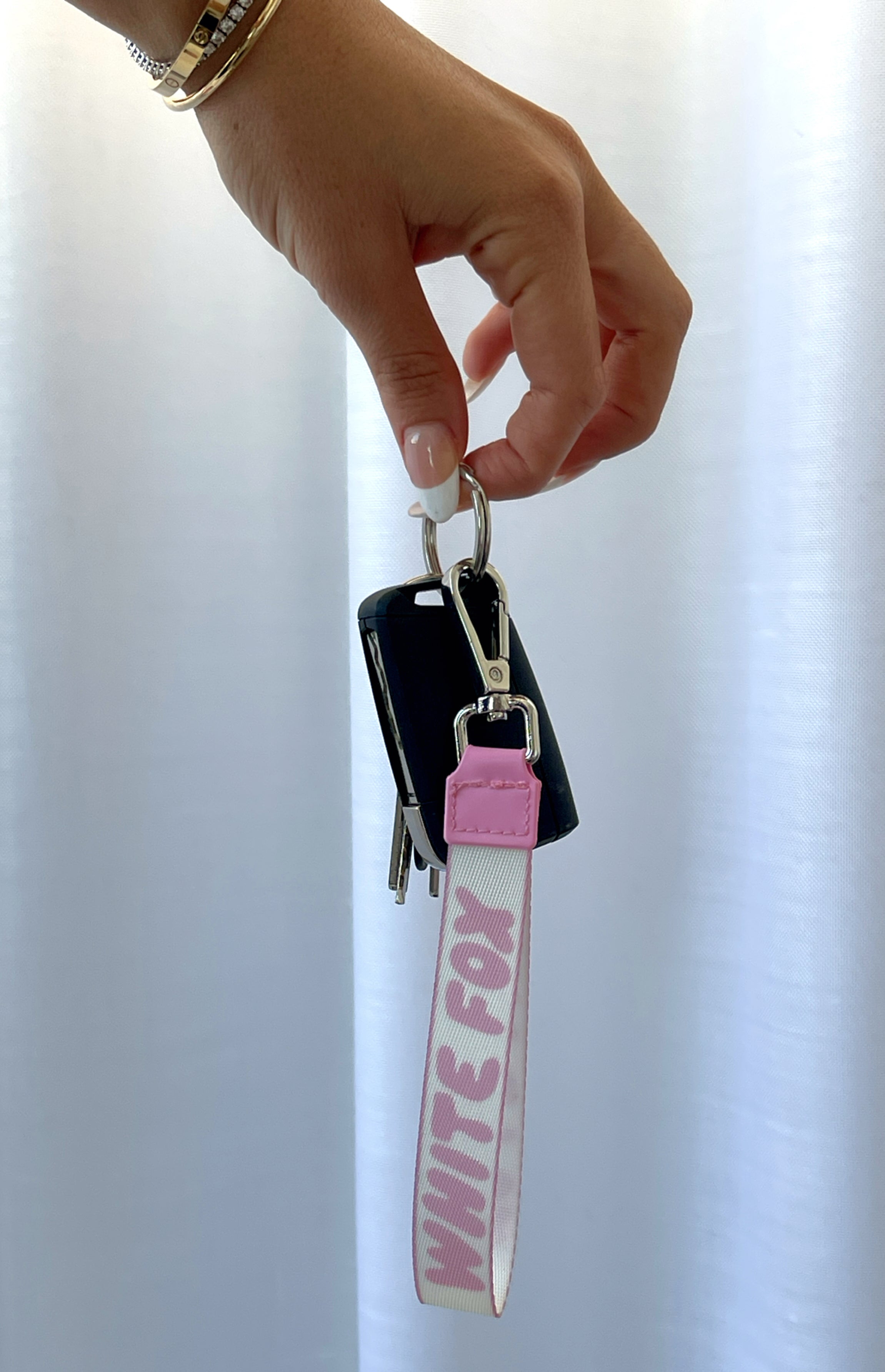 Keychain Off White Key Pouch Wristlet Keychain Off White Pink Key