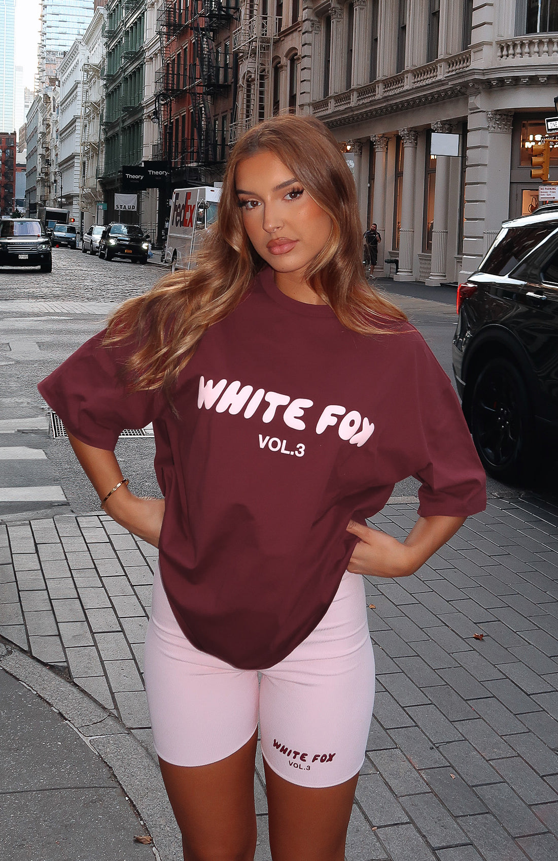 Offstage Oversized Tee Red Velvet | White Fox Boutique US