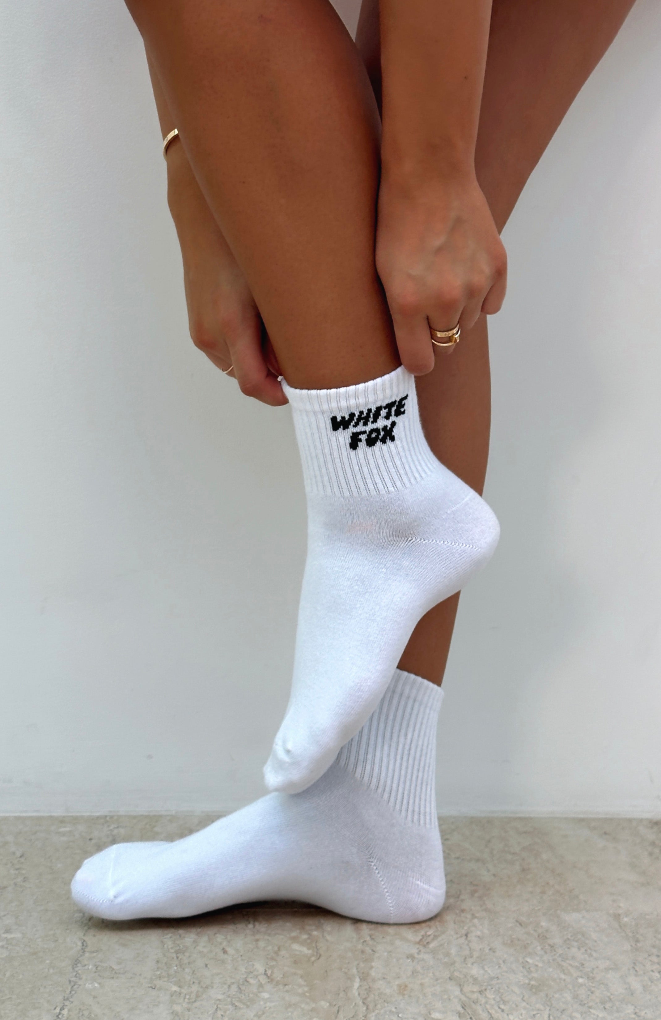 Offstage Socks White/Black | White Fox Boutique US