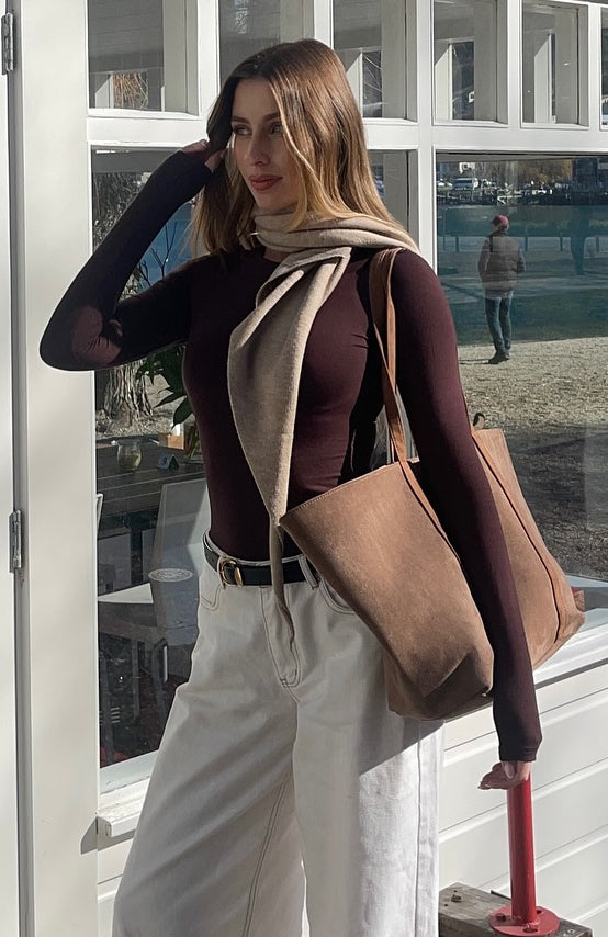 Only For Tonight Long Sleeve Top Dark Chocolate | White Fox