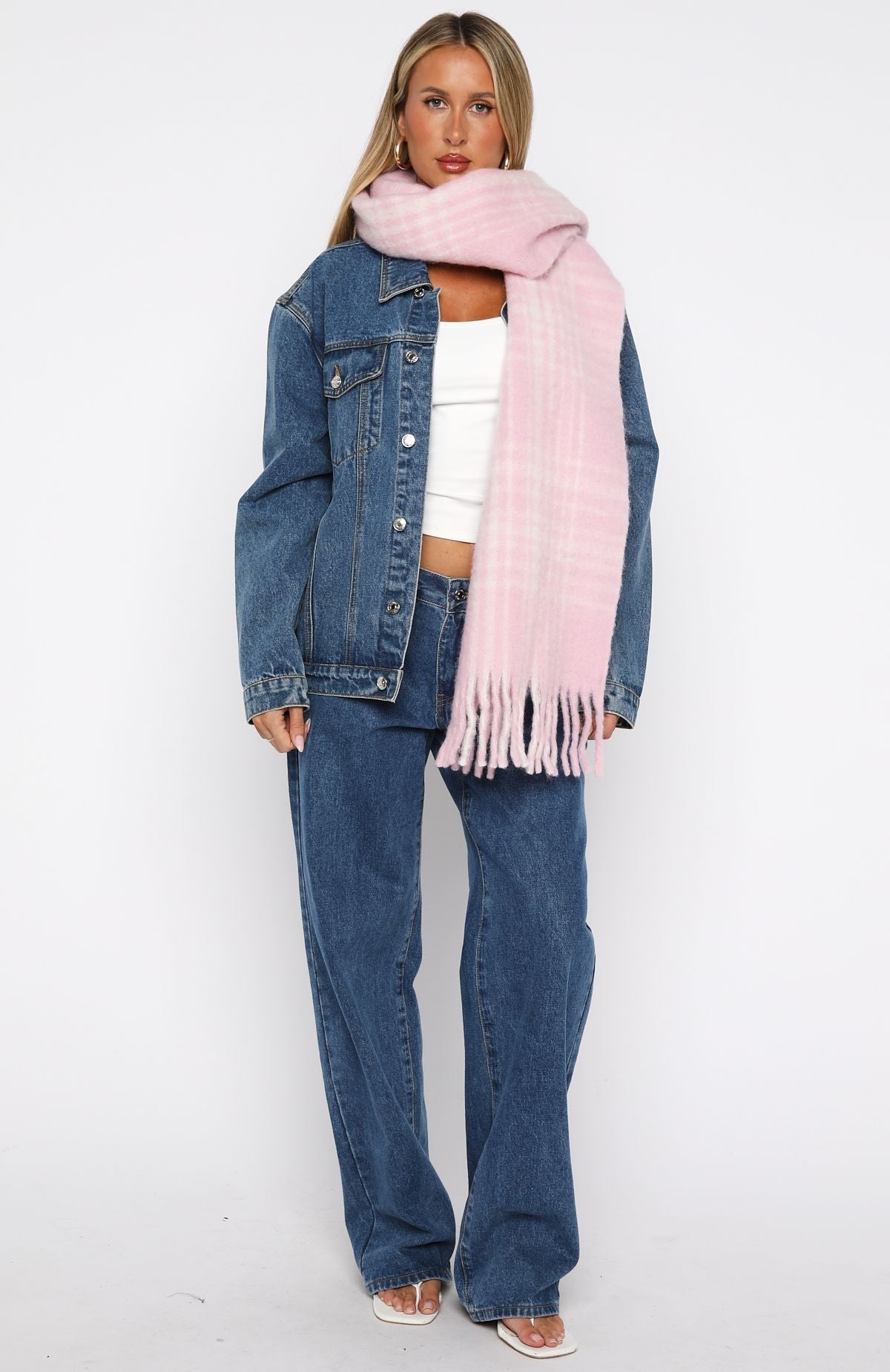 Joss Scarf Pink Plaid | White Fox Boutique US