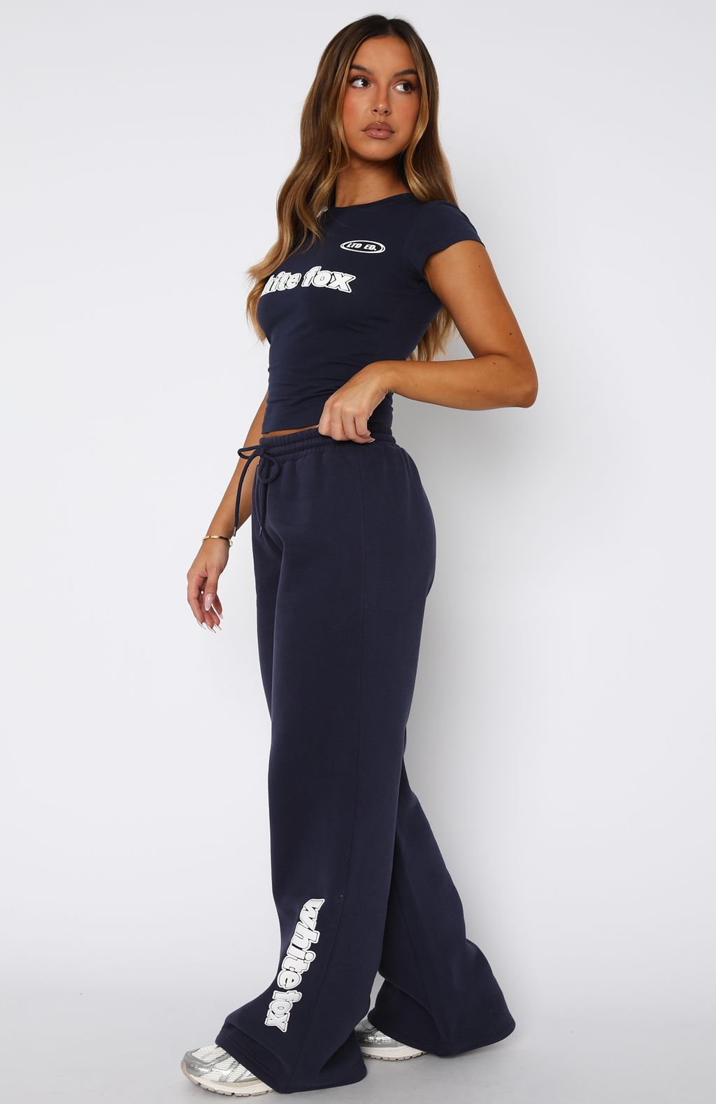 Ready To Go Wide Leg Sweatpants Navy | White Fox Boutique US