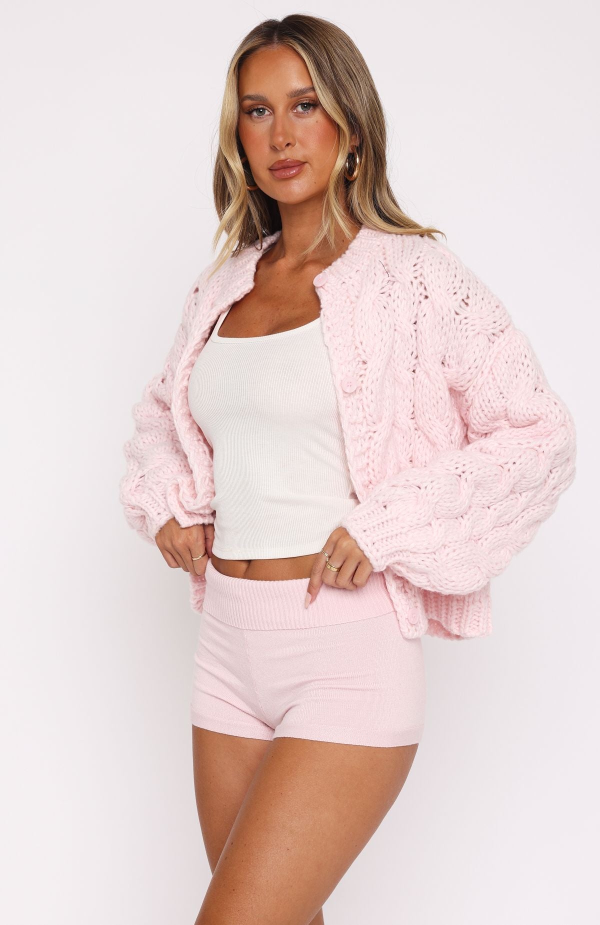 Cutie Pie Knit Cardigan Baby Pink | White Fox Boutique US