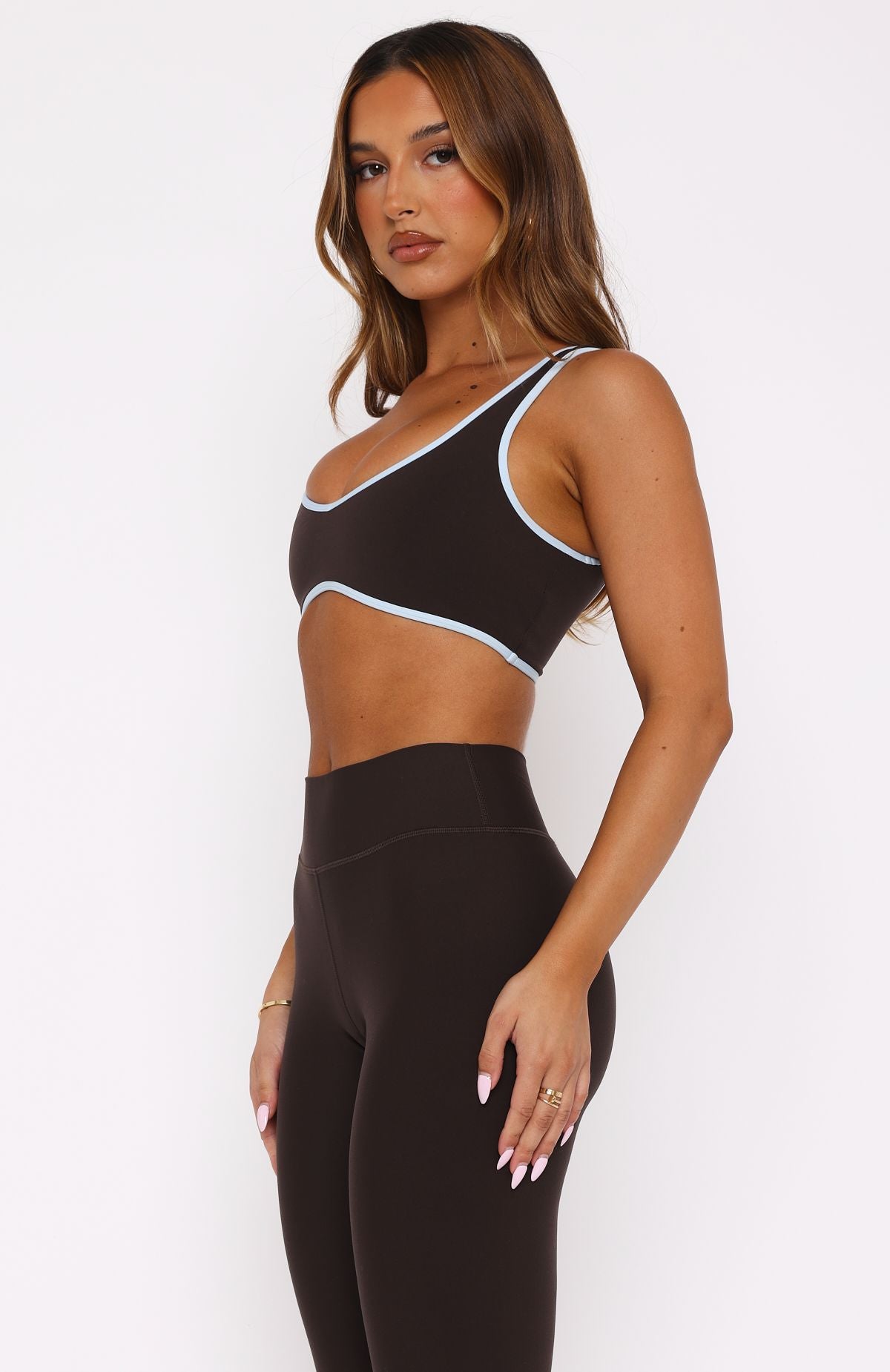 I'll Prove It Sports Crop Espresso/Baby Blue | White Fox Boutique US