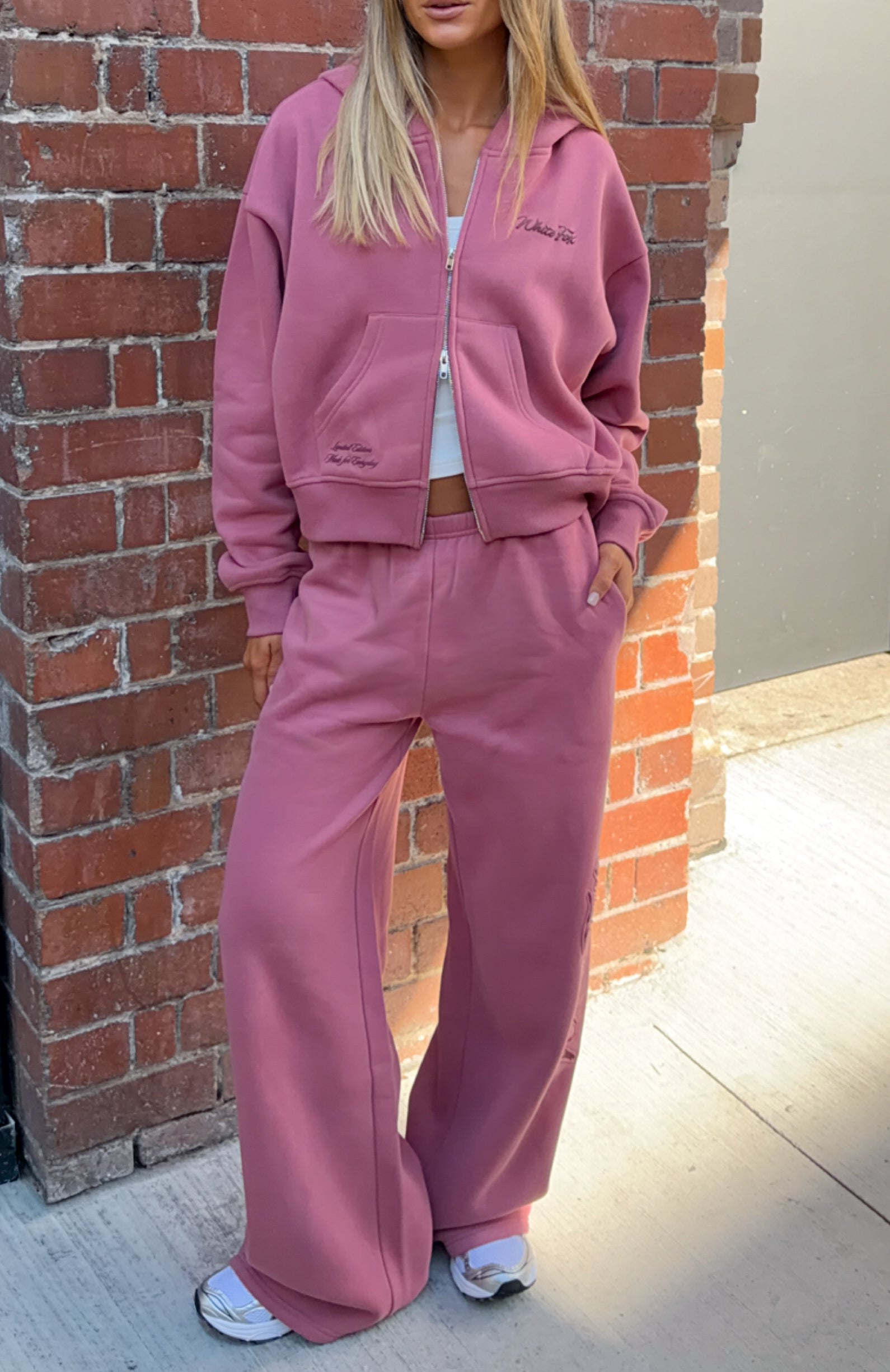 Studio 17 Willa Boxy Zip Front Hoodie Dusty Plum | White Fox