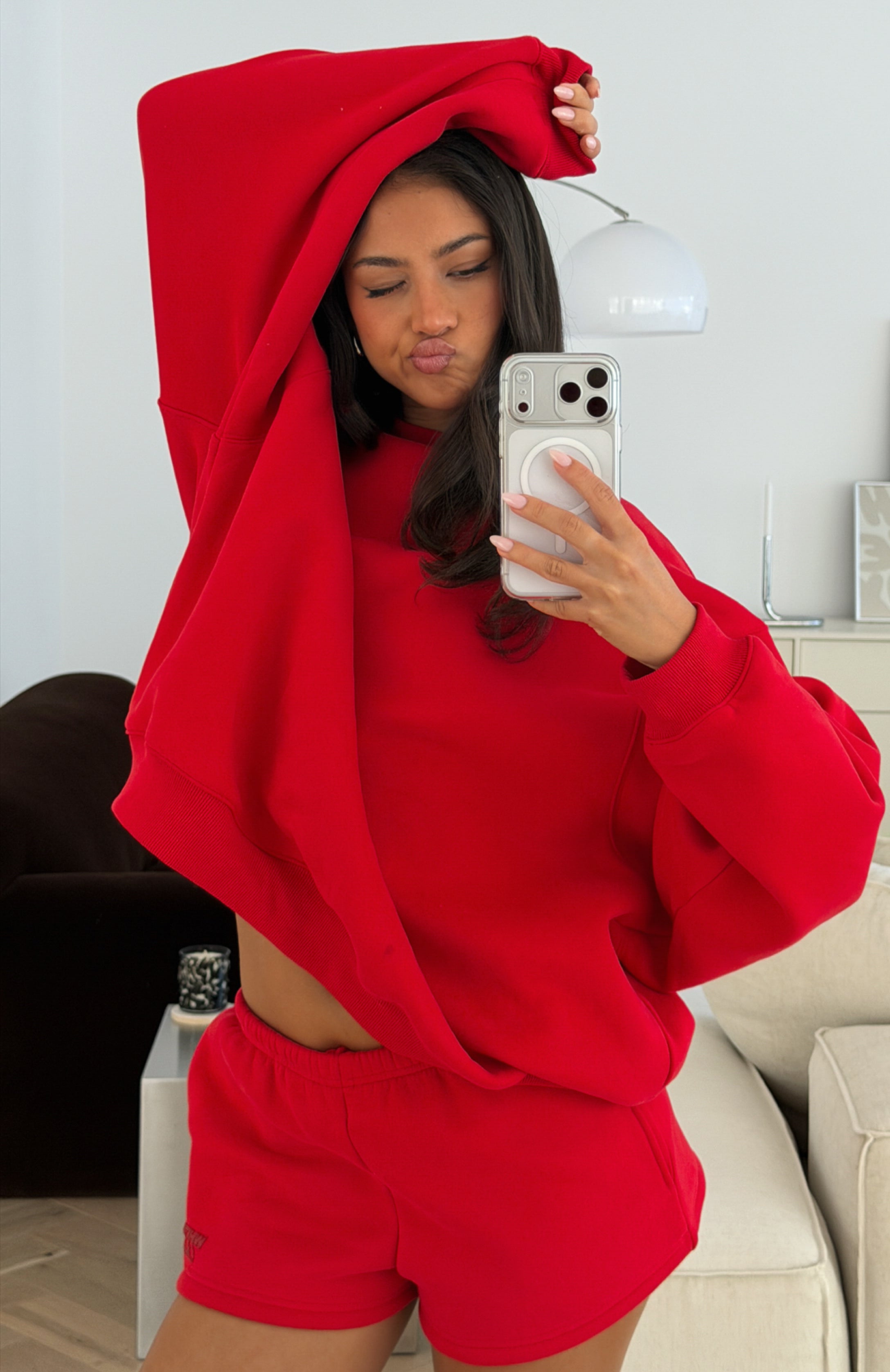 Studio 17 Raven Oversized Drop Shoulder Sweater Red | White Fox