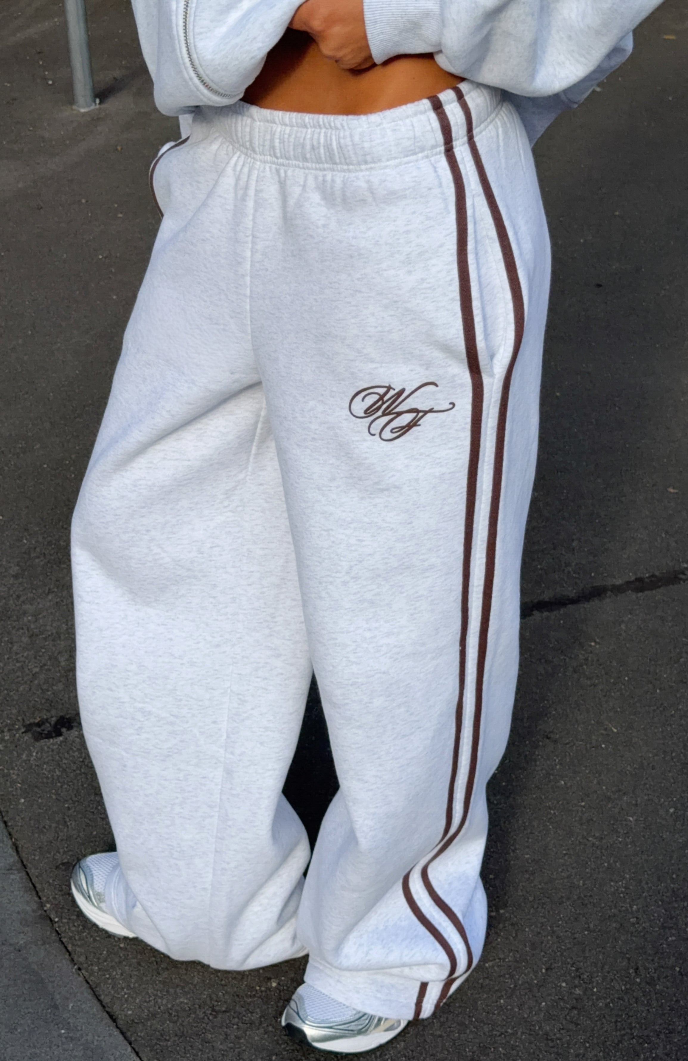 Studio 17 Raven Wide Leg Sweatpants Grey Marle | White Fox Boutique US