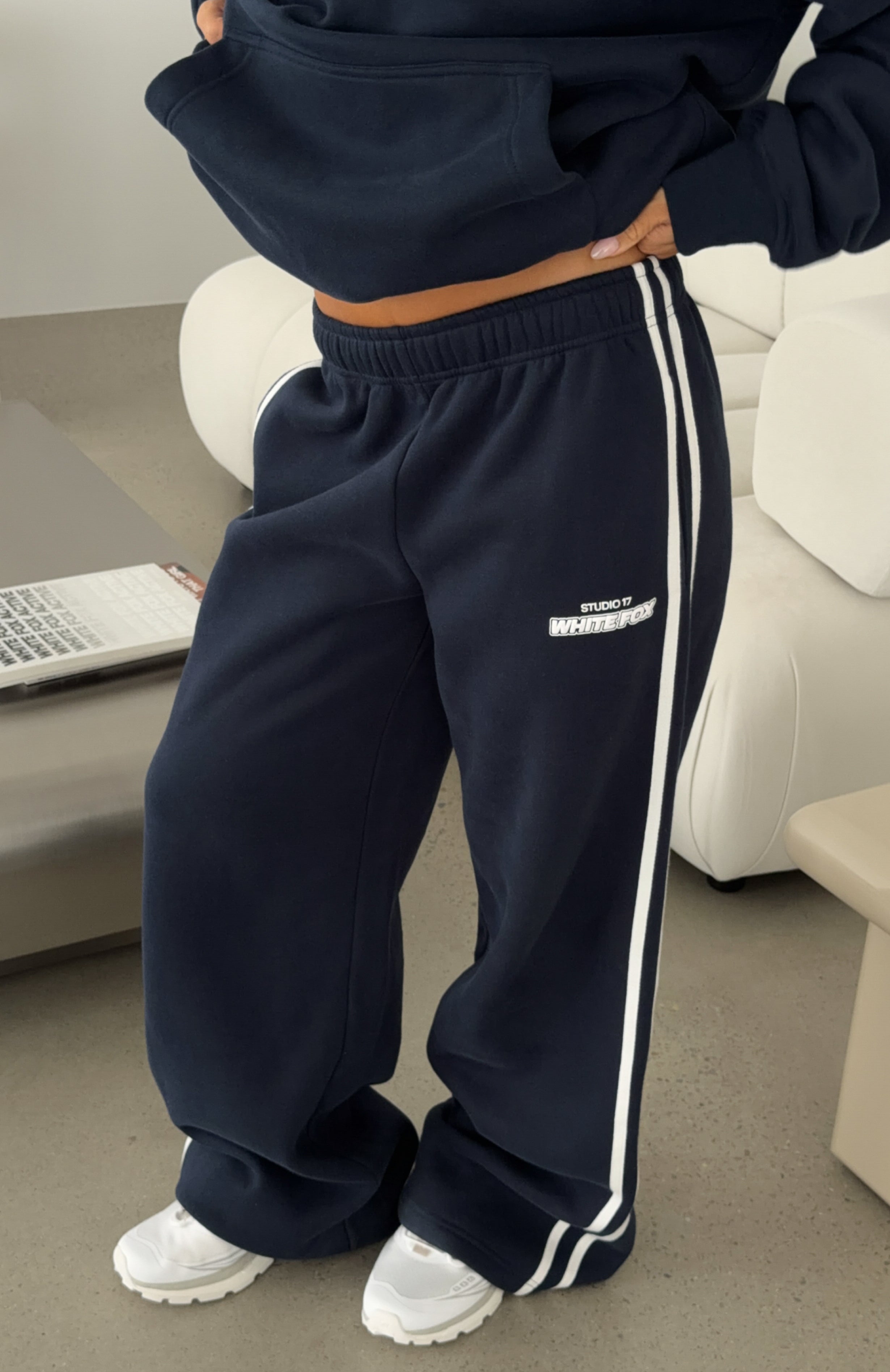 Studio 17 Spencer Wide Leg Sweatpants Navy | White Fox Boutique US