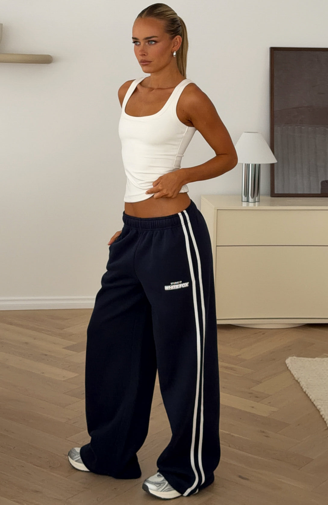 Studio 17 Spencer Wide Leg Sweatpants Navy | White Fox Boutique US