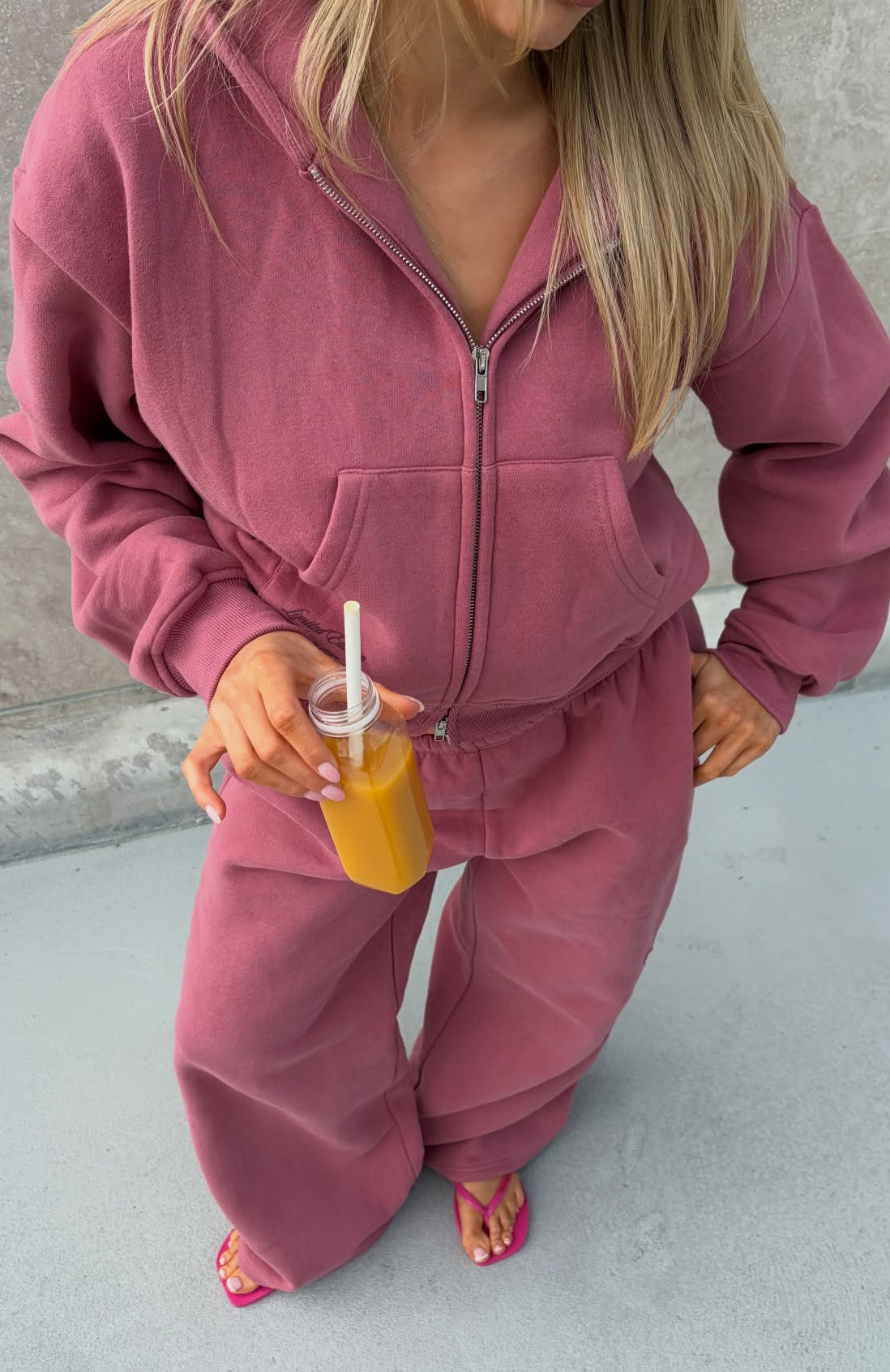 Studio 17 Willa Boxy Zip Front Hoodie Dusty Plum | White Fox
