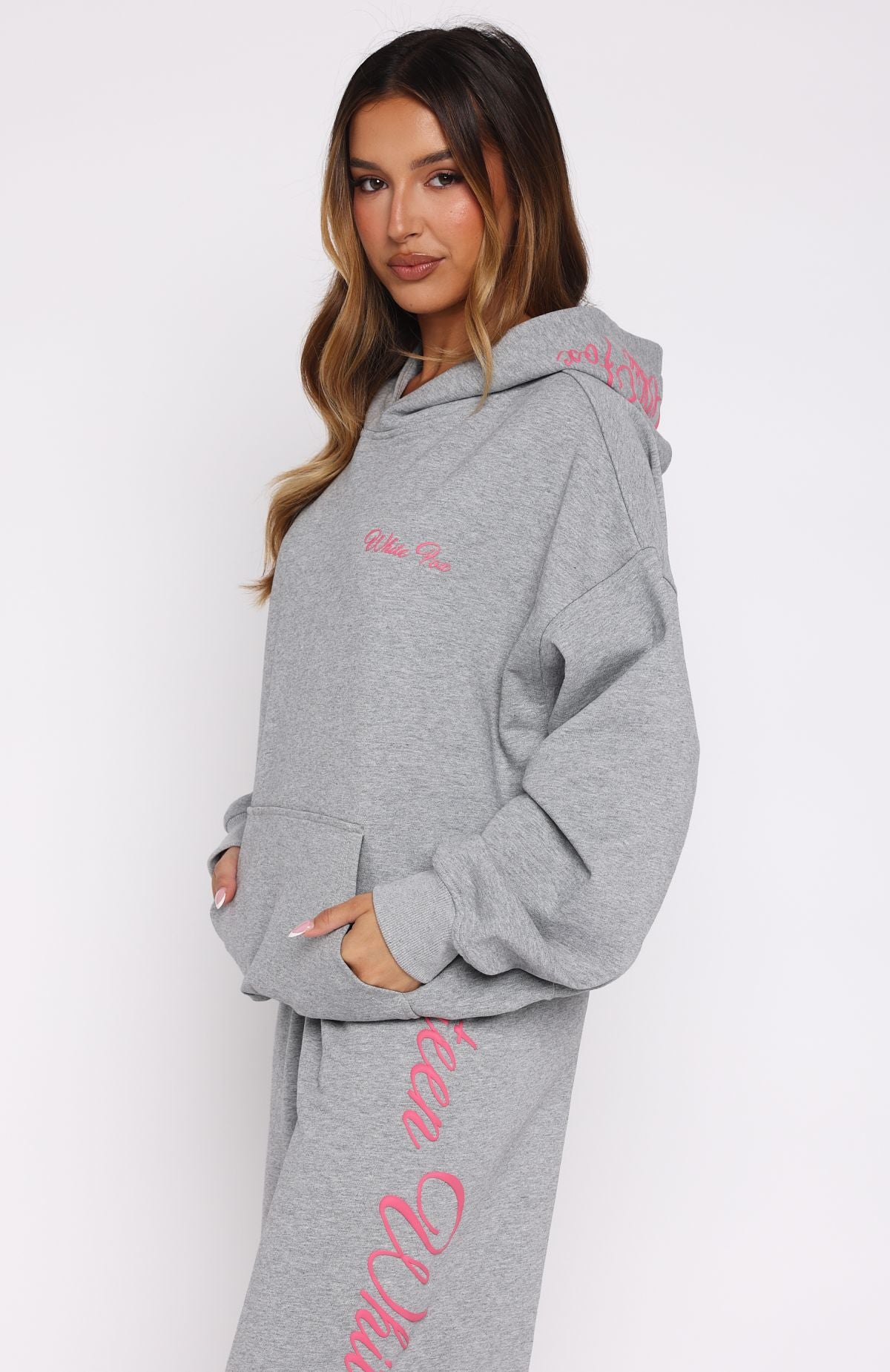 Lucky Thirteen Shaya Oversized Hoodie Dark Grey Marle | White Fox
