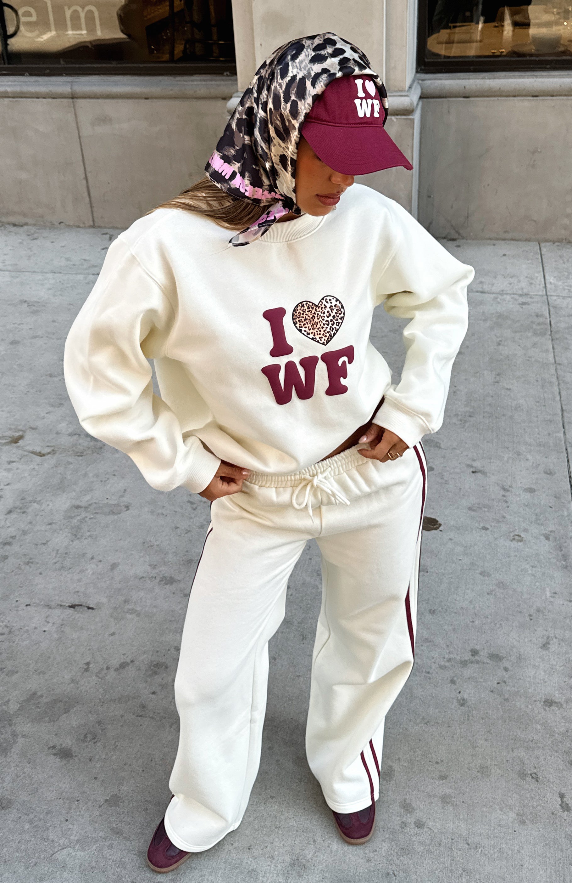 11th Street Concrete Jungle Oversized Sweater Cake Batter | White