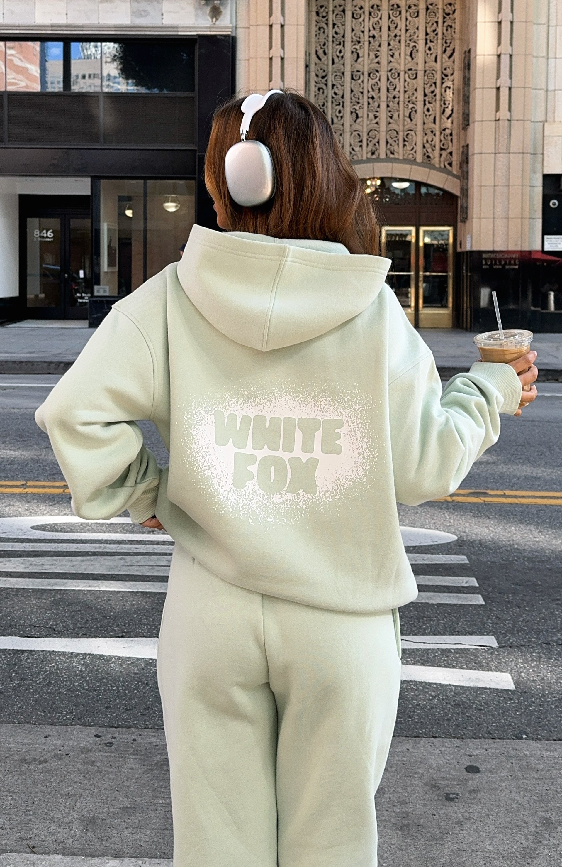 11th Street Keeping It Real Oversized Hoodie Iced Matcha | White