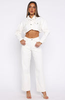 Did You Miss Me Mid Rise Straight Leg Jeans Off White