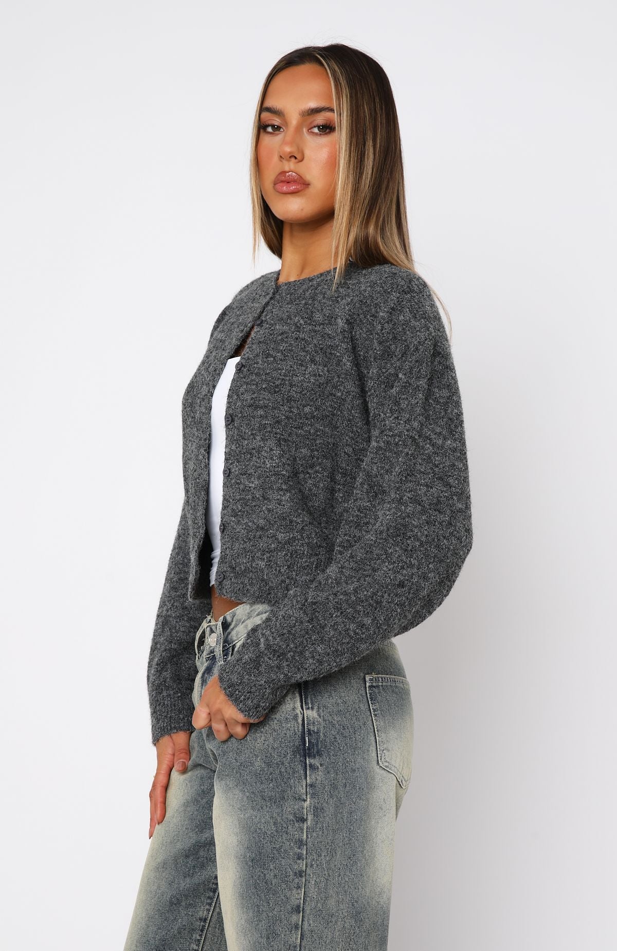 Warm Whispers Knit Cardigan Charcoal | White Fox Boutique US