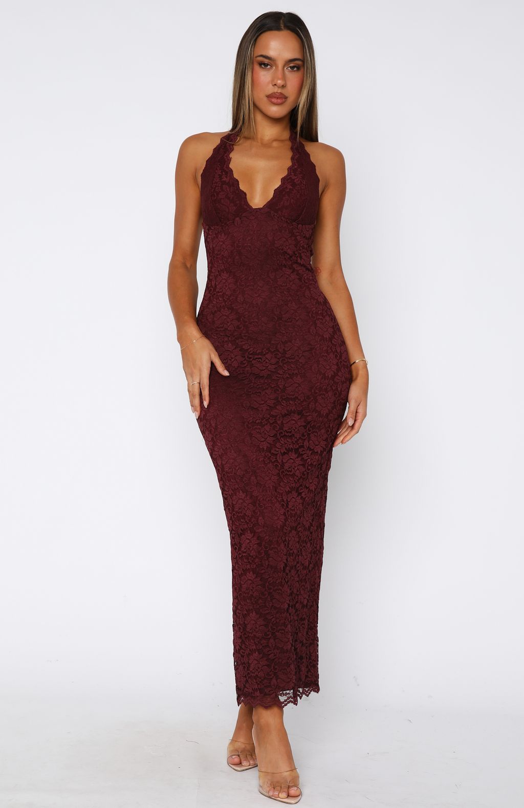 burgundy lace dress maxi PinkBlush Mesh Overlay Plus This stunning burgundy dress features a strapless design and delicate lace fabric Anewsta Women's Long Sleeve Lace