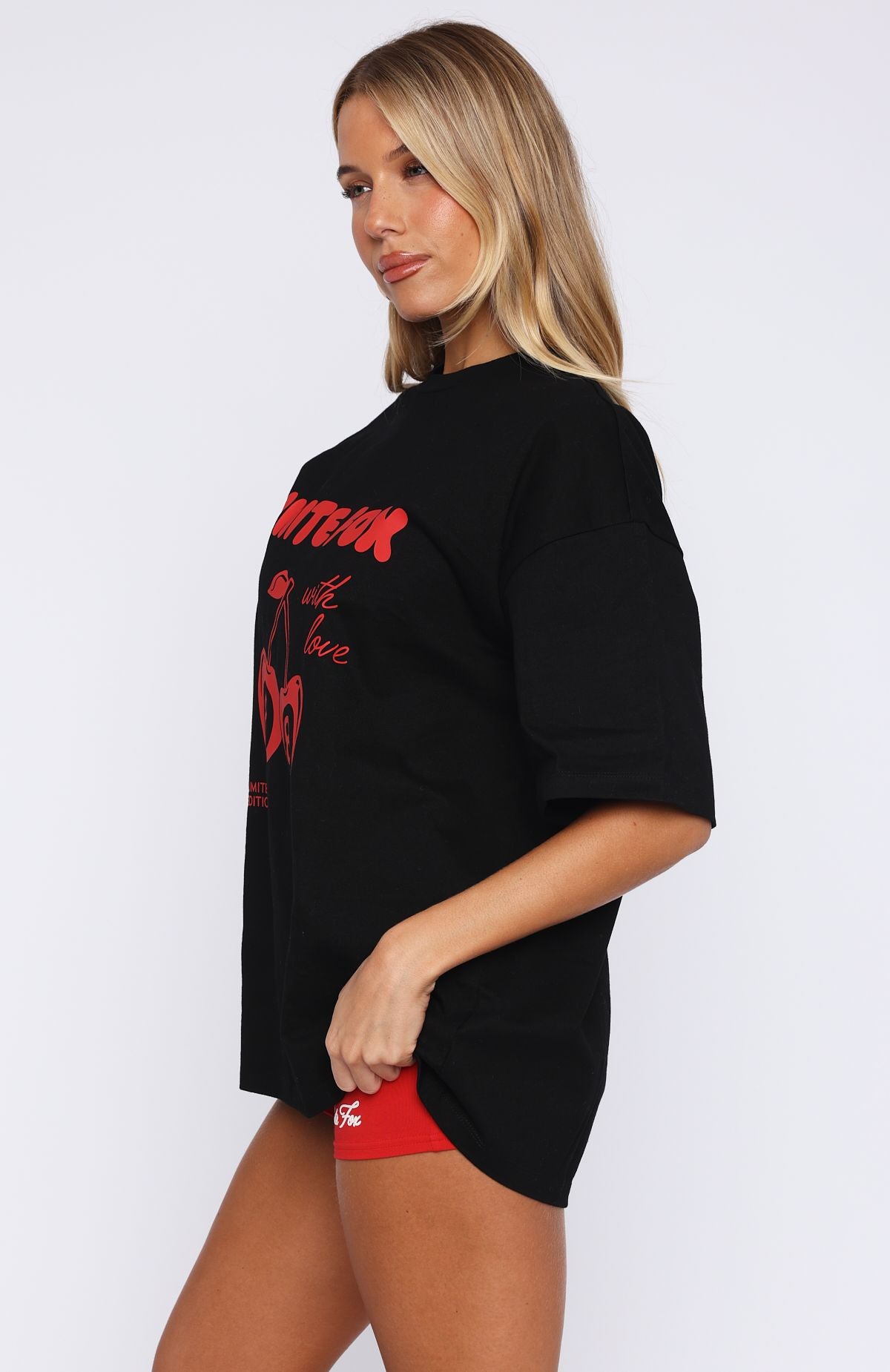 【新品タグ付き】Her lip to Oversized Shirt 長袖 F With Love In The Moment Oversized Tee Black | White Fox Boutique US