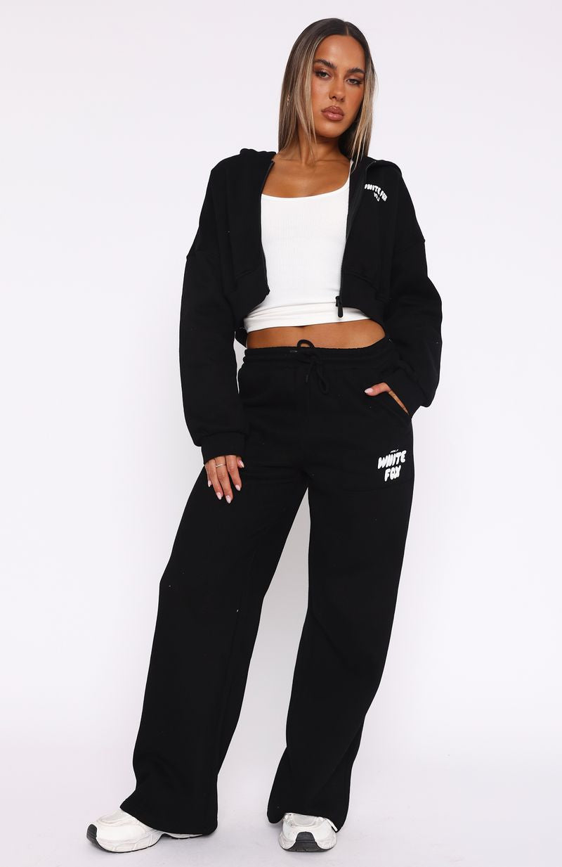 Offstage Wide Leg Sweatpants Monochrome | White Fox Boutique US