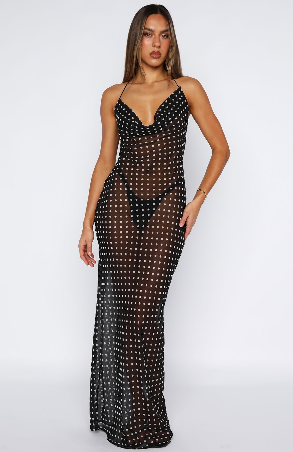 Just For Me Maxi Dress Black/White Polka Dot | White Fox Boutique US