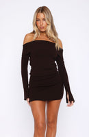 Parental Guidance Knit Mini Dress Chocolate