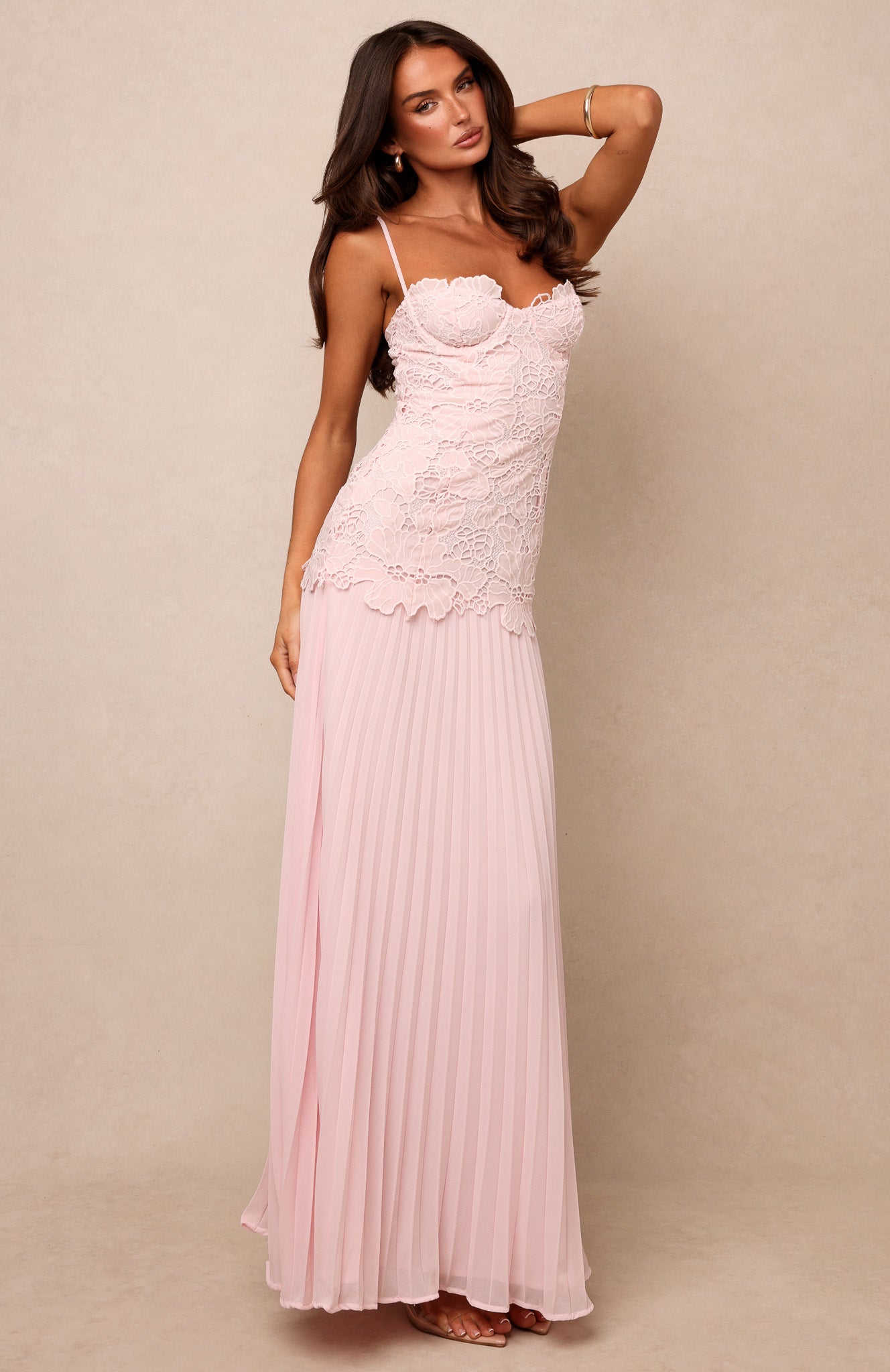 lustrous heart maxi dress Borrowed Baby Pink Ladies Dressing Zip Up the dress is adorned Garment Fit:CUTOUT Select Pant Size:36