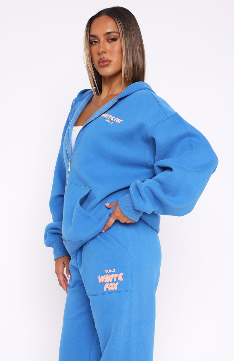 Offstage Zip Front Hoodie Azure | White Fox Boutique US